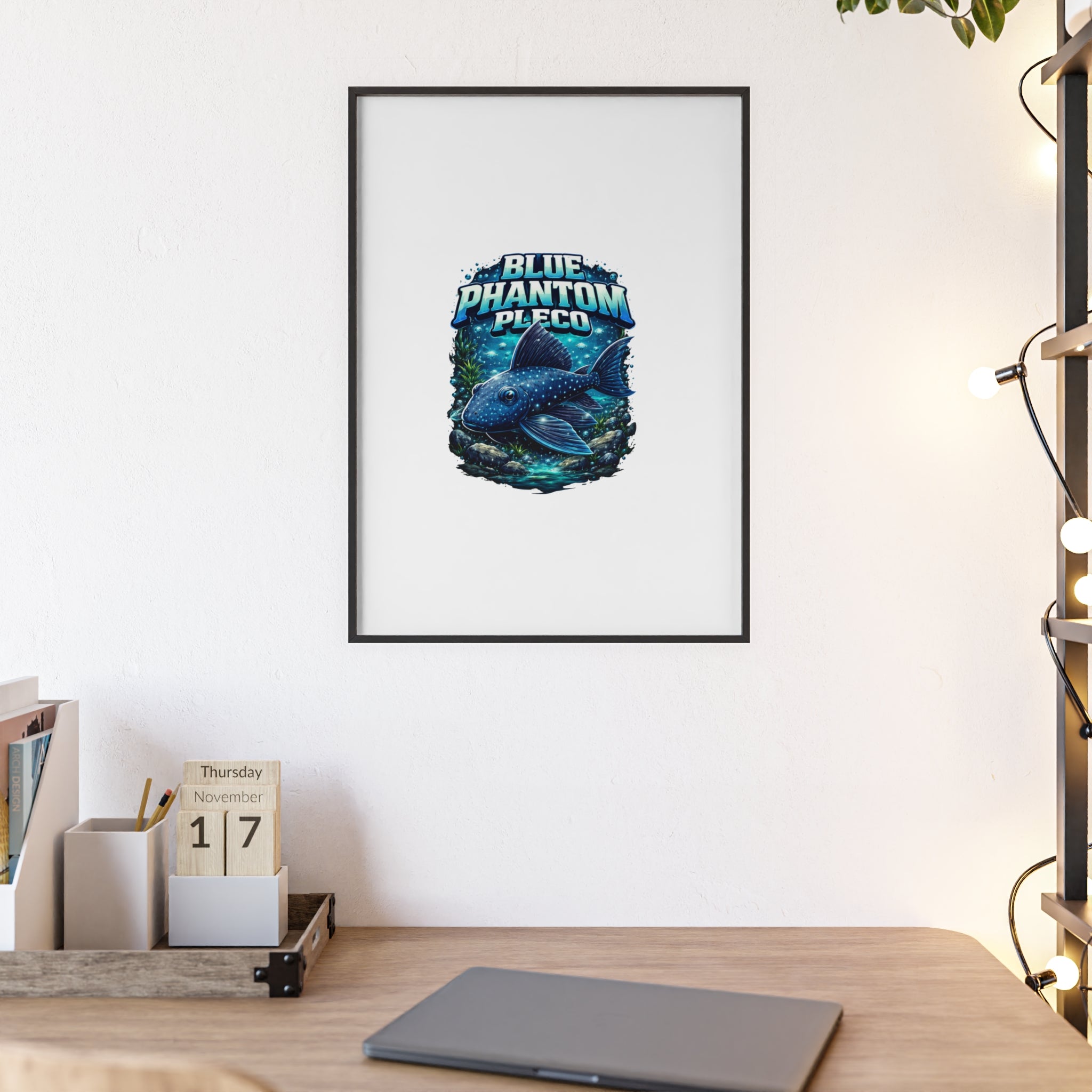 Blue Phantom Pleco Poster — Framed Aquarium Fish Wall Art