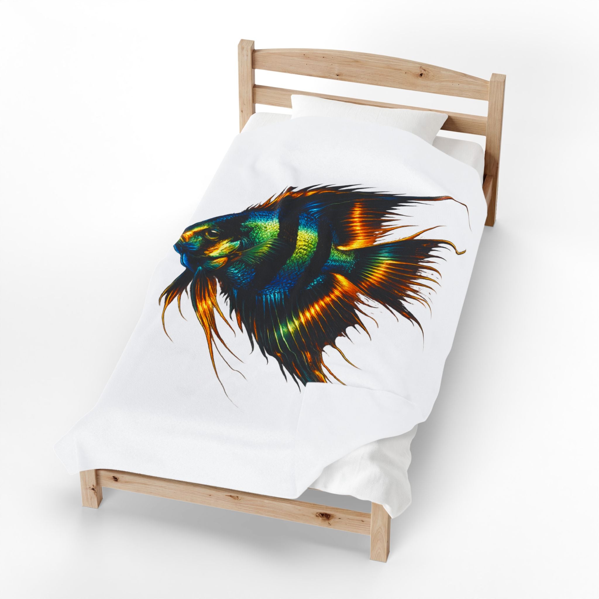 Angelfish Art Velveteen Plush Blanket — Tropical Aquarium Fish Throw