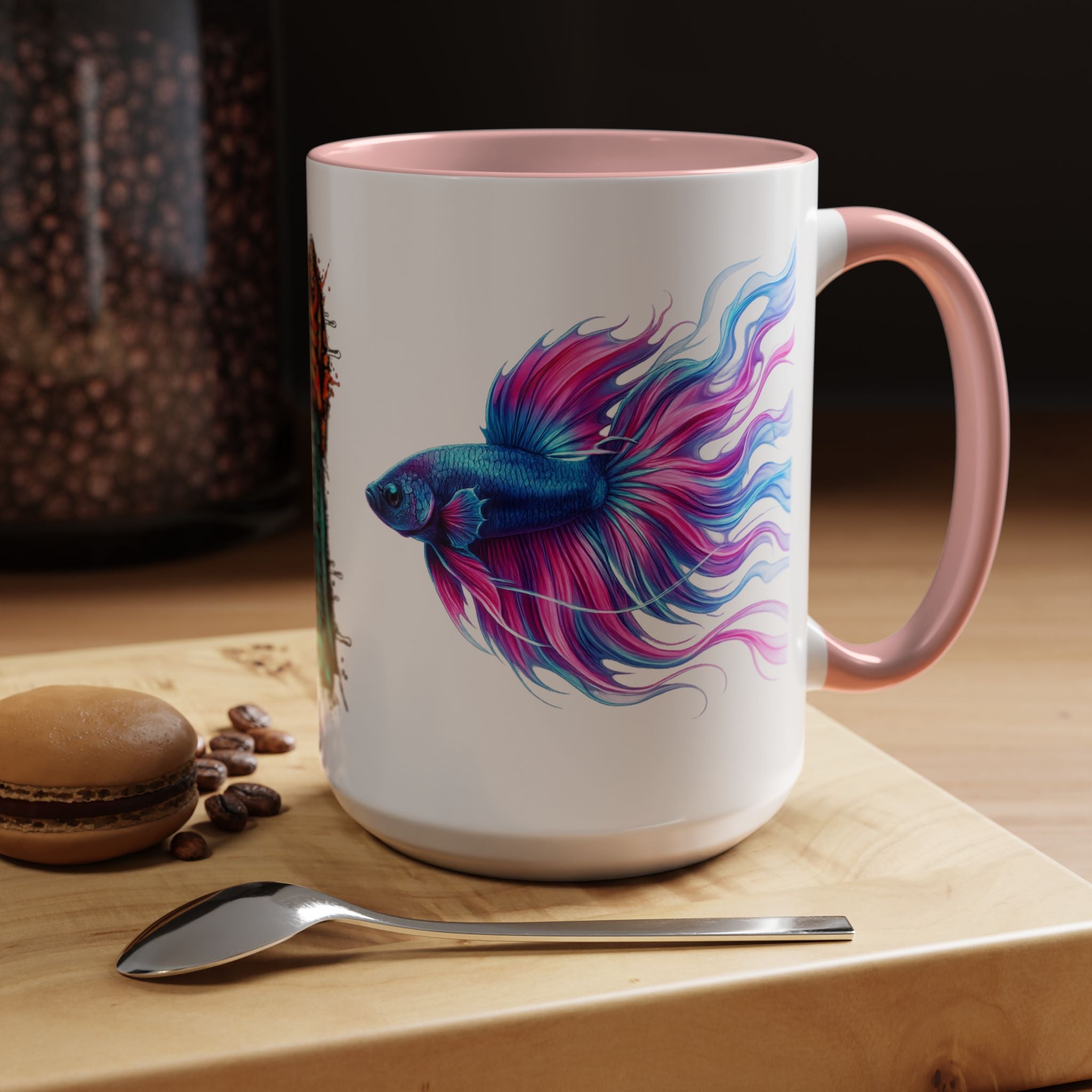 Betta Fish Accent Coffee Mug — Vibrant Neon Betta Design (11/15 oz)