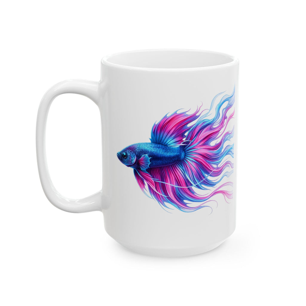 Colorful Betta Fish Ceramic Mug — Vibrant Aquatic Art Coffee Cup (11oz, 15oz)