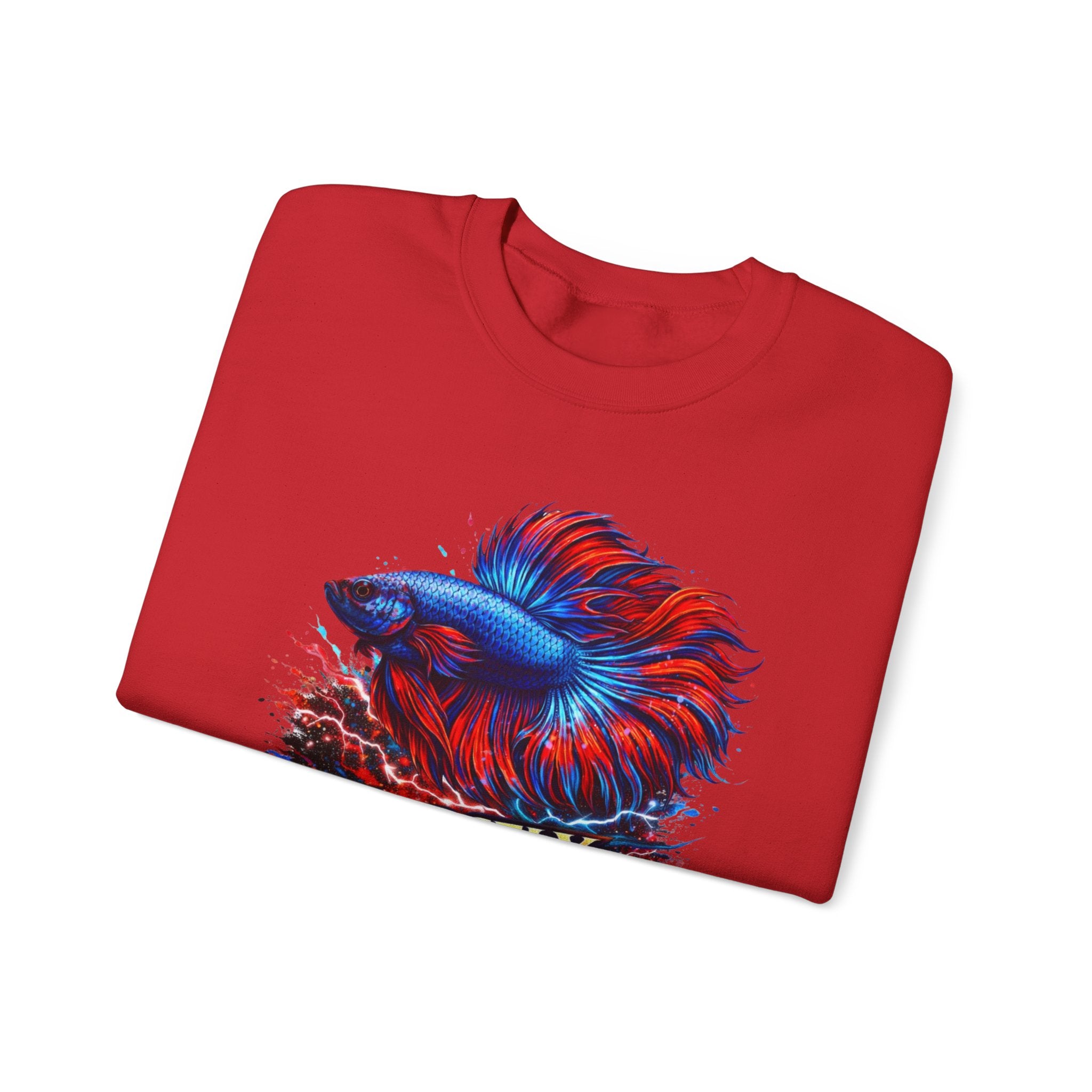 Betta Fish Crewneck Sweatshirt — "Fiercely Betta" Colorful Aquarium Graphic