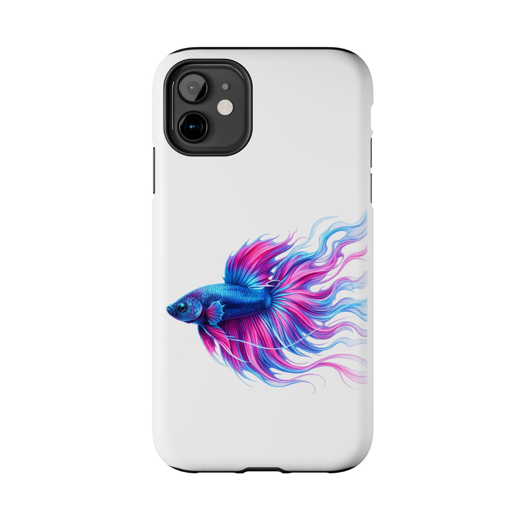 Betta Fish Tough Phone Case — Colorful Blue & Pink Aquarium Art