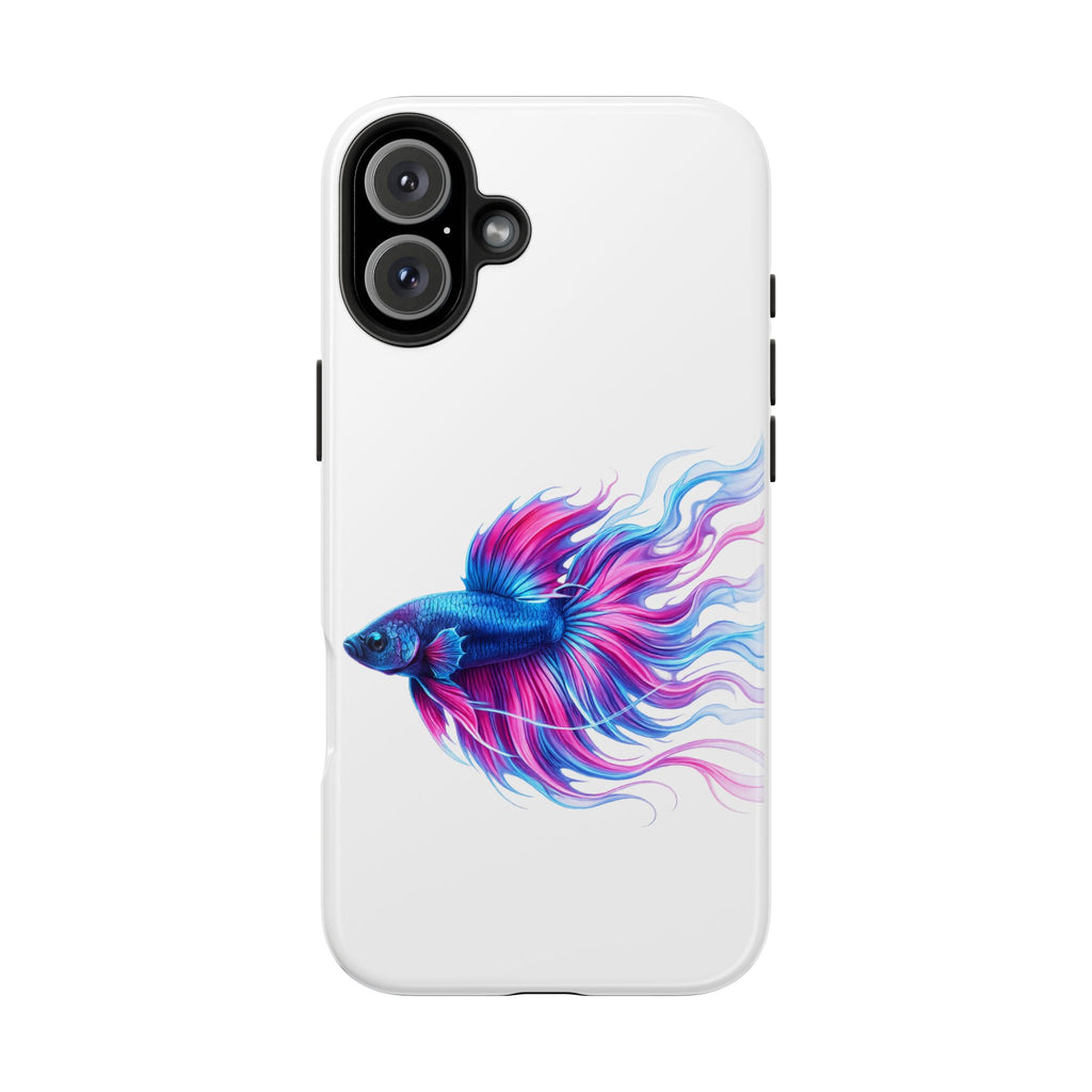 Betta Fish Tough Phone Case — Colorful Blue & Pink Aquarium Art