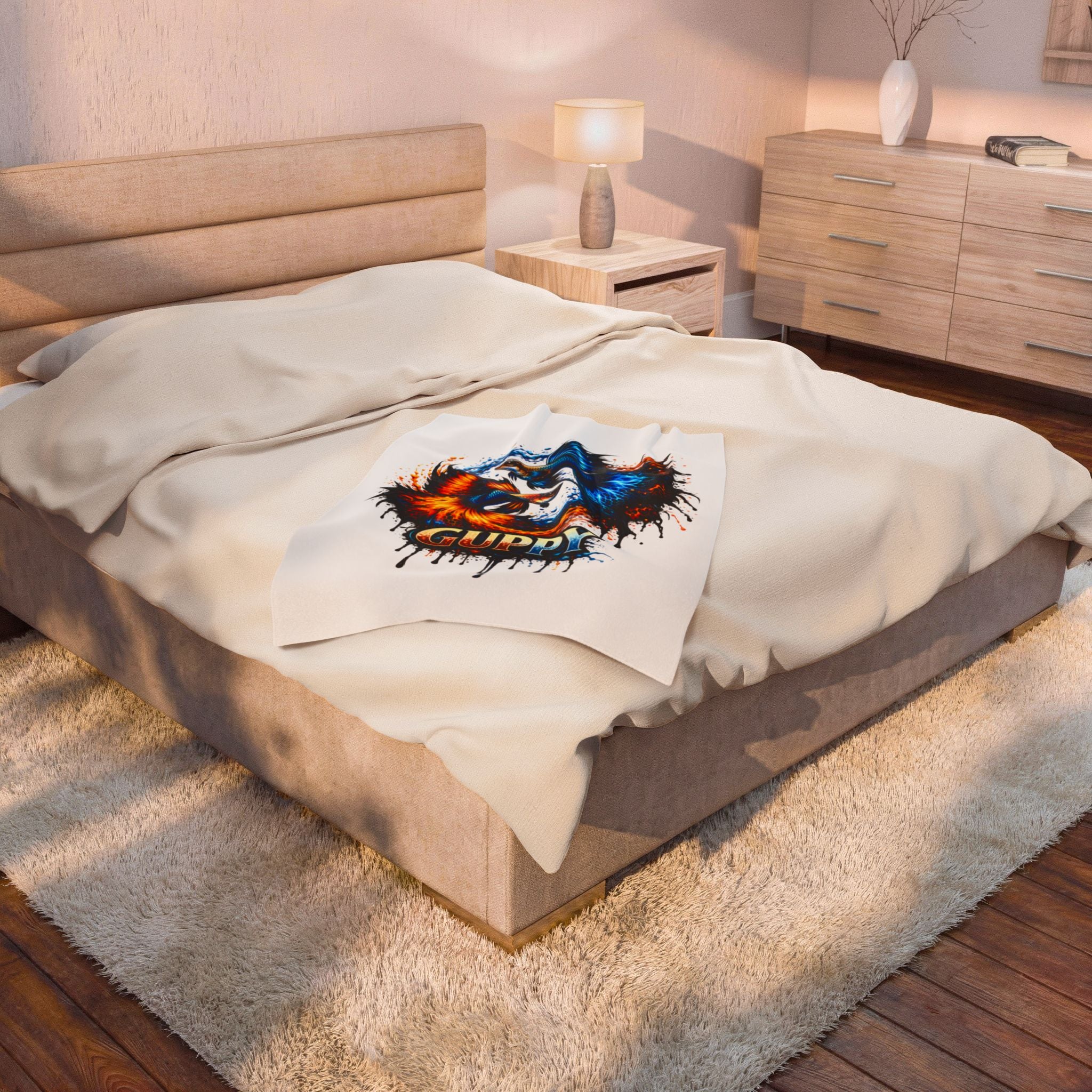 Fire & Ice Guppy – Premium "Infinite Flow" Velveteen Blanket