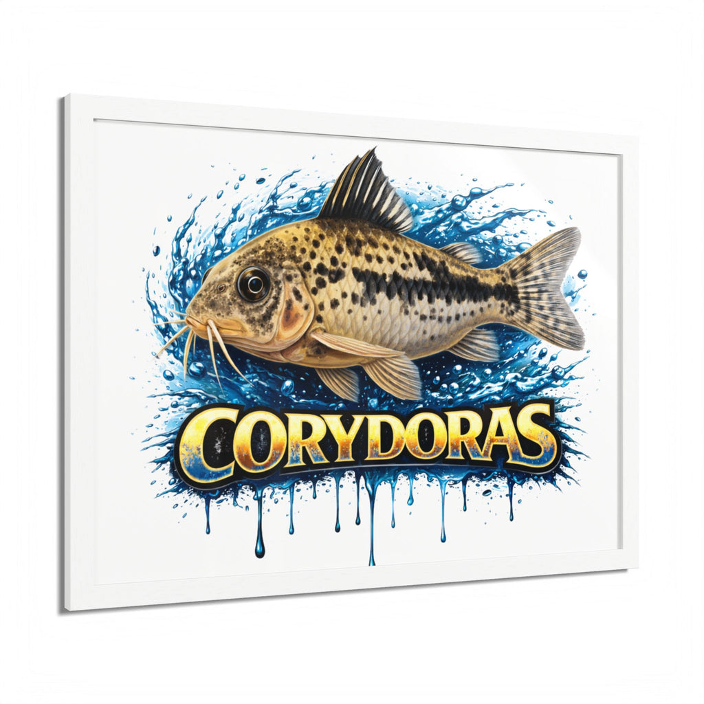 Corydoras Fish Framed Poster — Colorful Aquarium Art Print