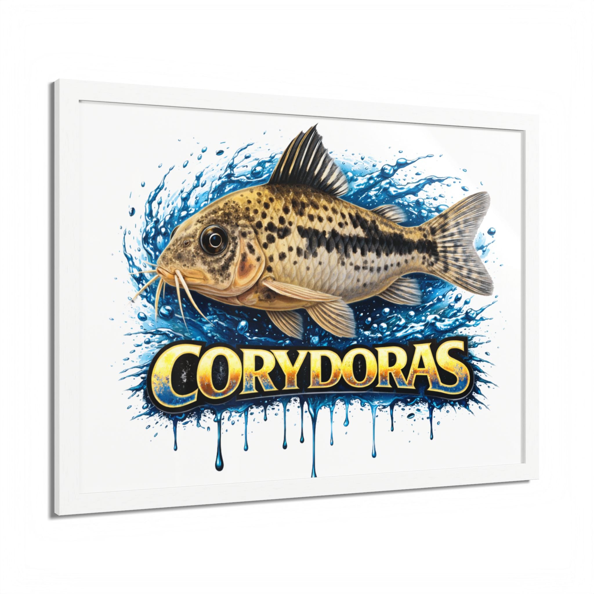 Corydoras Fish Framed Poster — Colorful Aquarium Art Print