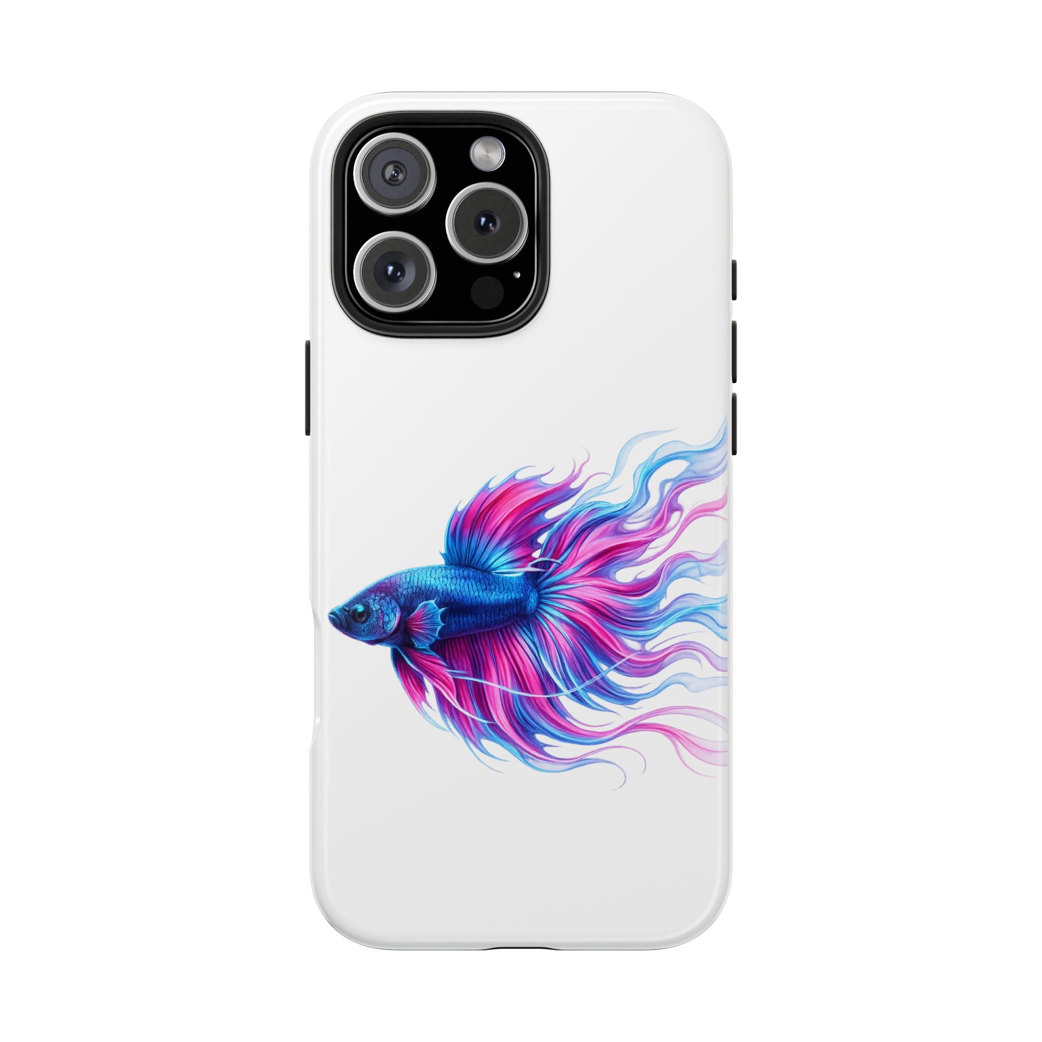 Betta Fish Tough Phone Case — Colorful Blue & Pink Aquarium Art