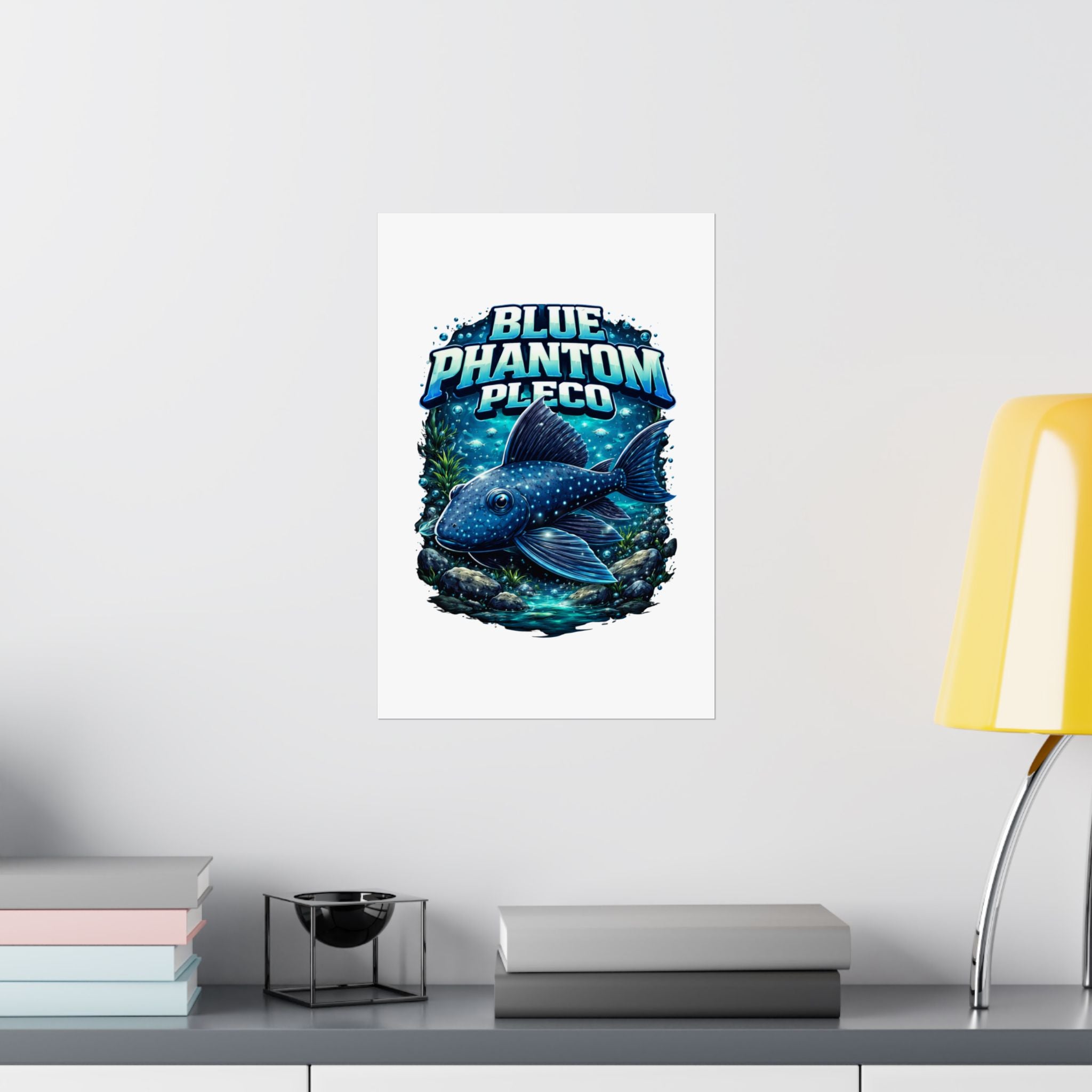Blue Phantom Pleco Poster — Matte Vertical Aquarium Fish Art Print