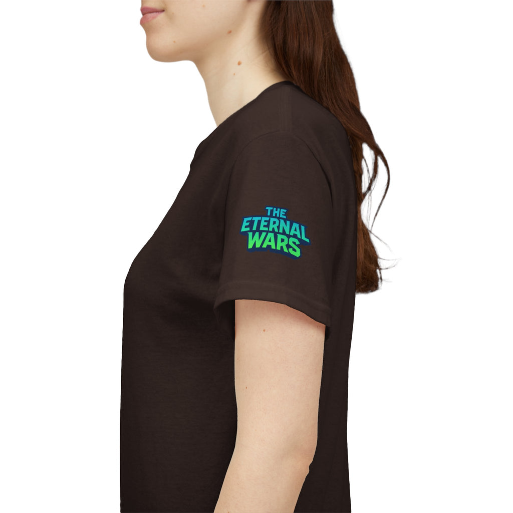 T-Shirt — Nature Warrior Graphic Tee with Man and Dog Illustration