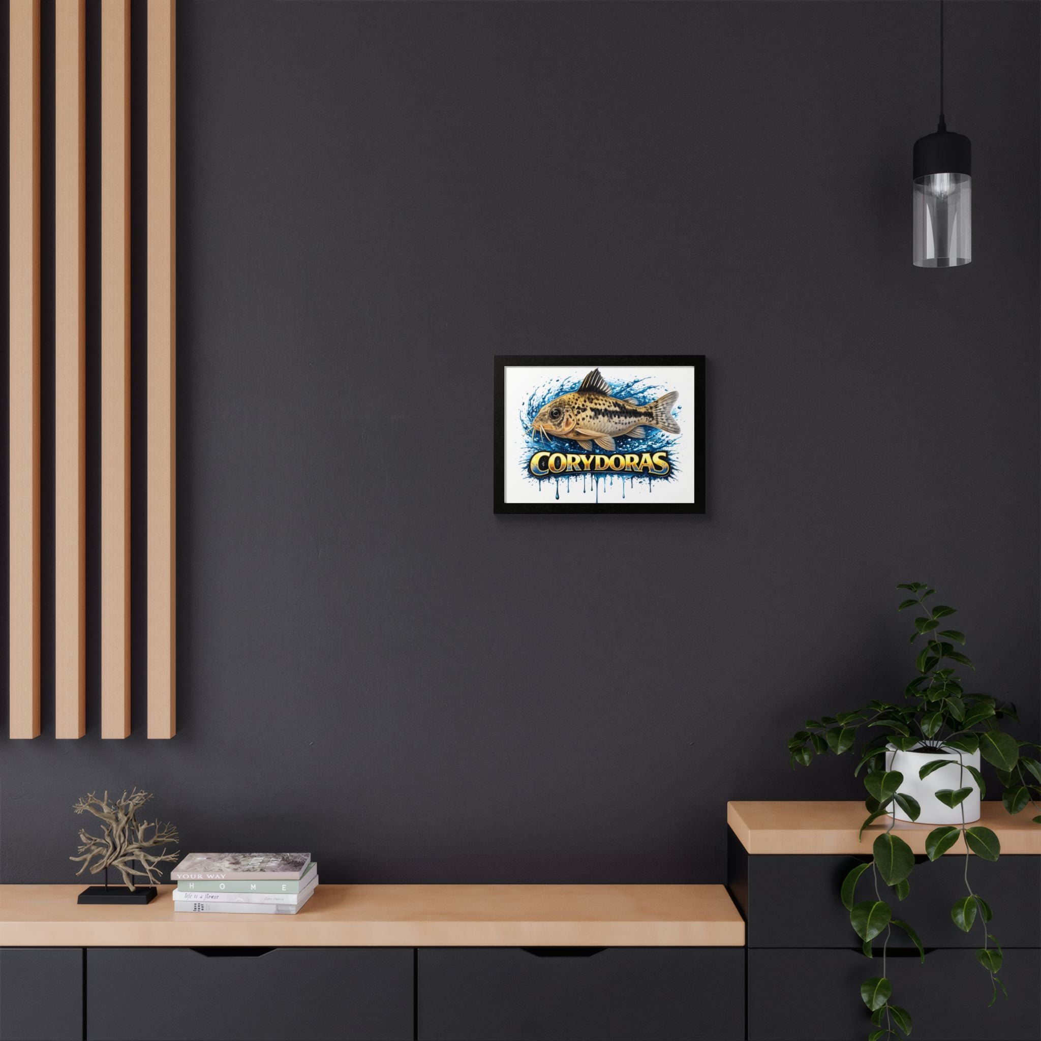 Corydoras Fish Framed Poster — Colorful Aquarium Art Print