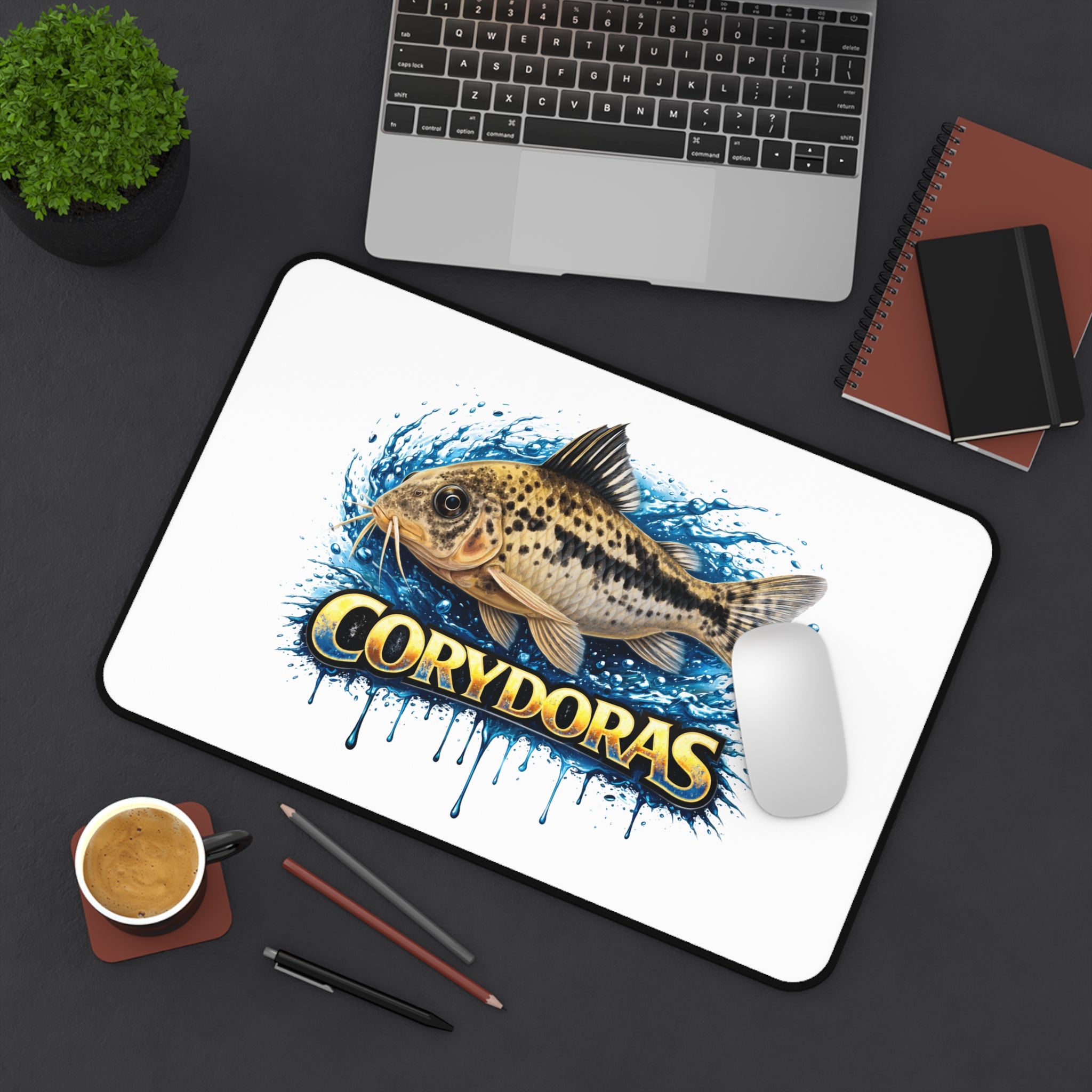 Peppered Cory Aquarium Desk Mat — Fish Tank Mouse Pad for Aquarists