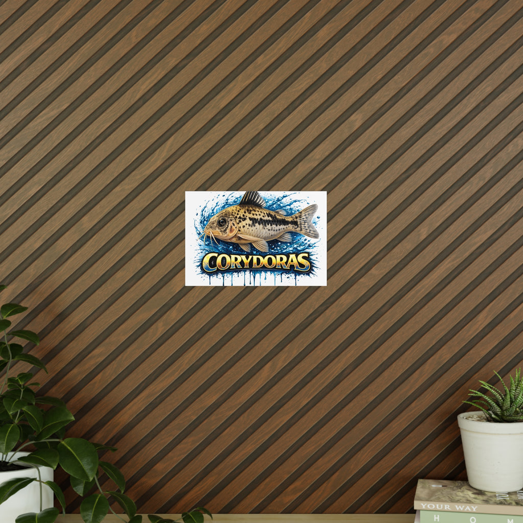 Peppered Cory Photopaper Poster — Colorful Aquarium Catfish Art Print