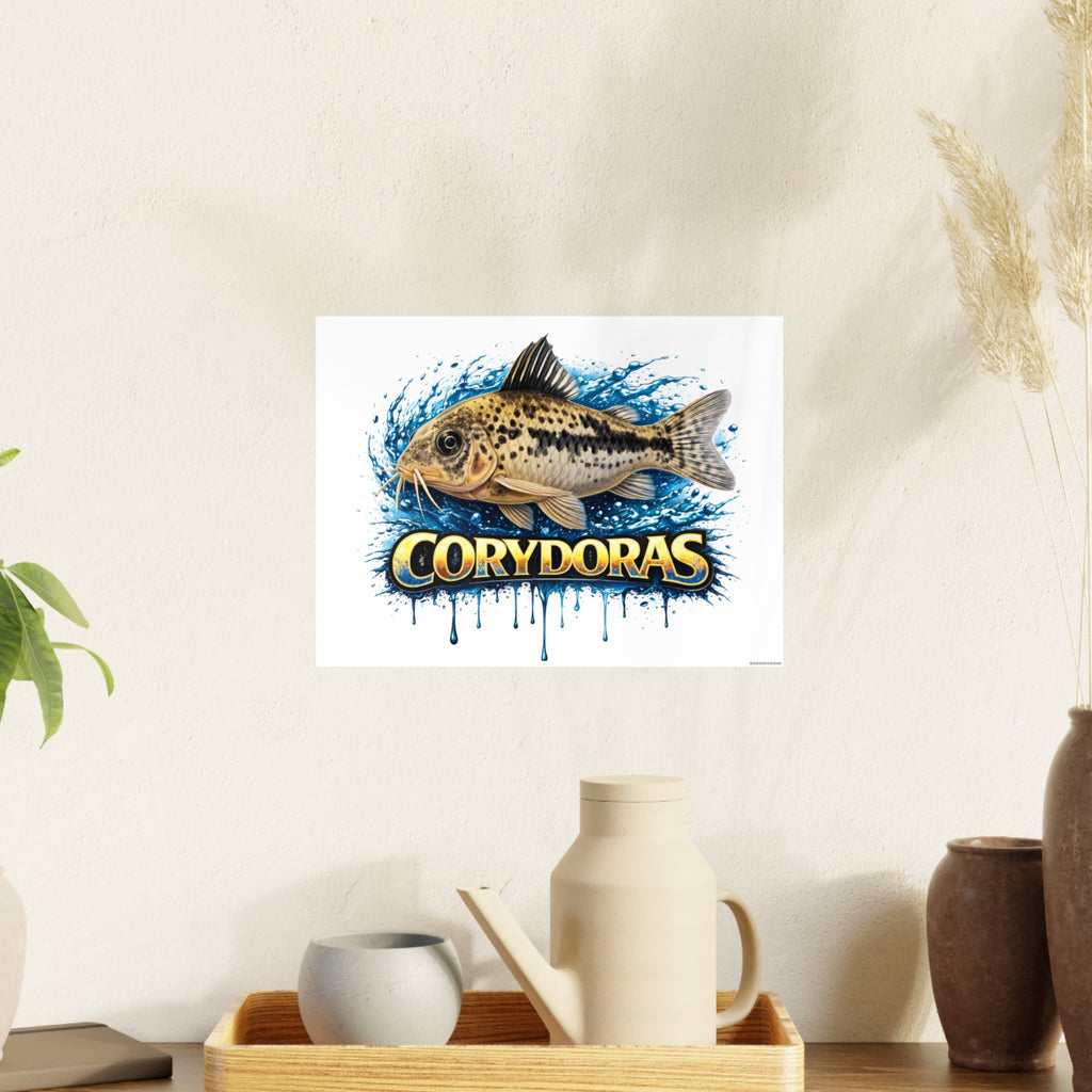 Peppered Corydoras Fish Art Poster — Vibrant Aquarium Print
