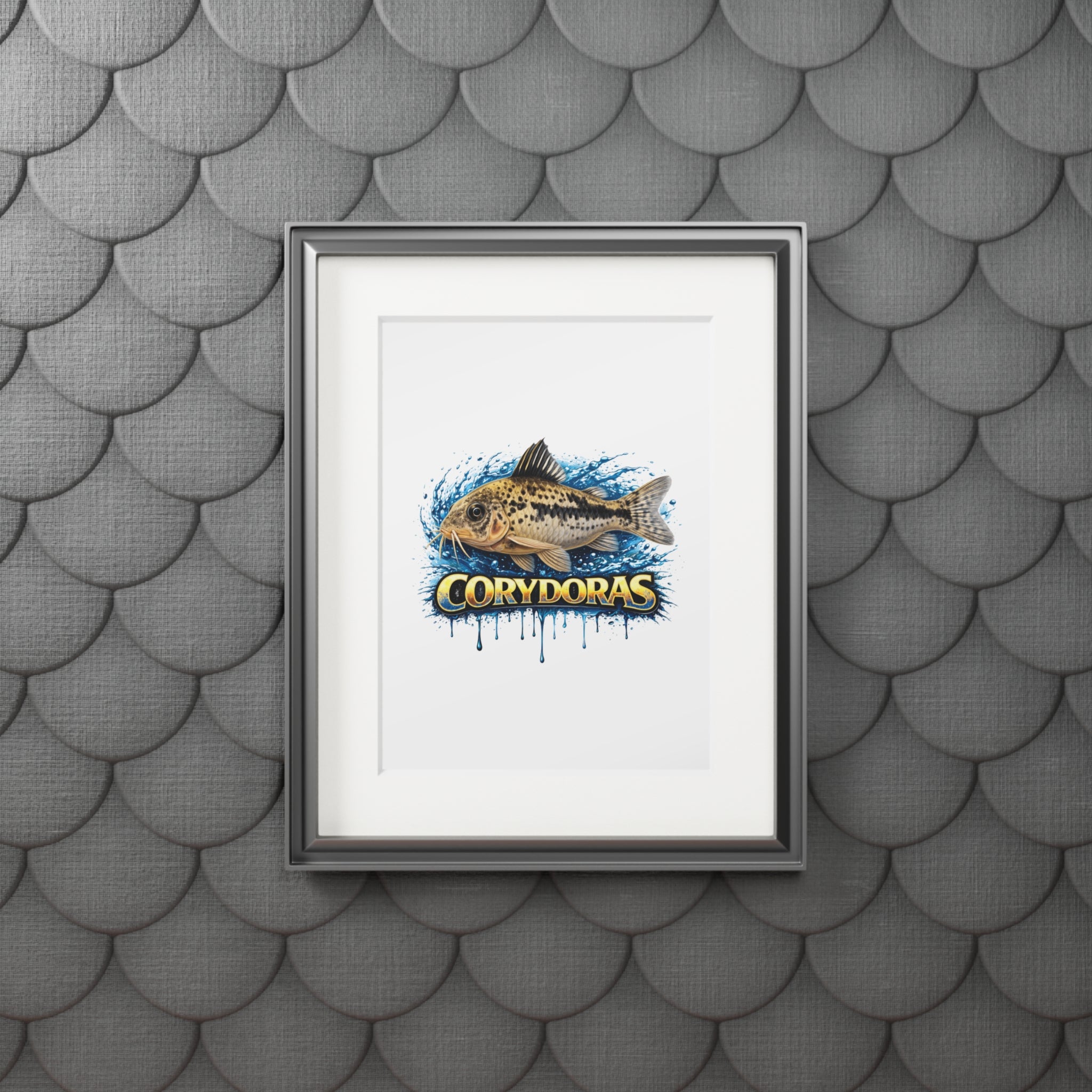 Peppered Corydoras Fish Fine Art Print with Passepartout Frame