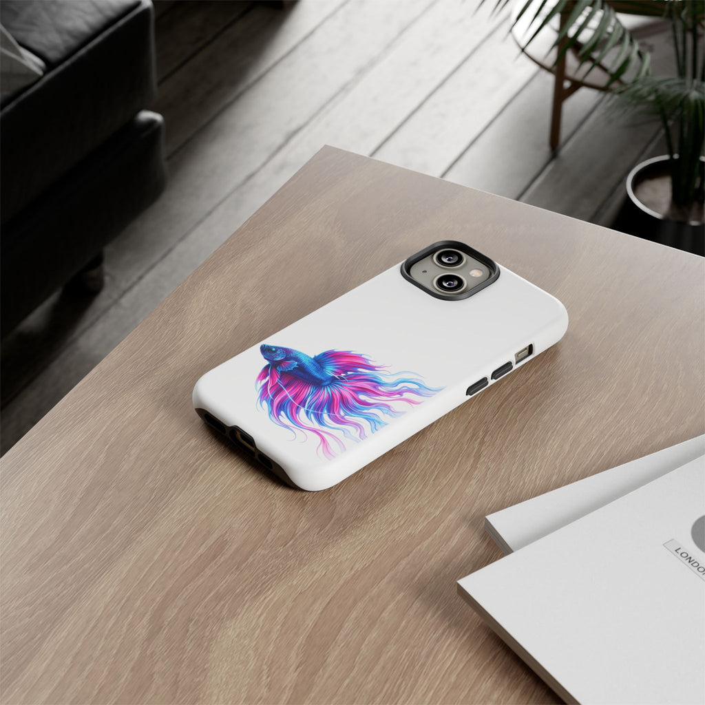 Betta Fish Tough Phone Case — Colorful Watercolor Fish Protective Cover