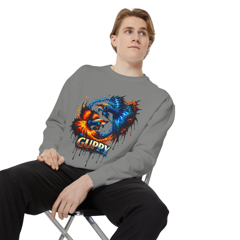 Fire & Ice Guppy – Premium "Neon Flare" Garment-Dyed Sweatshirt