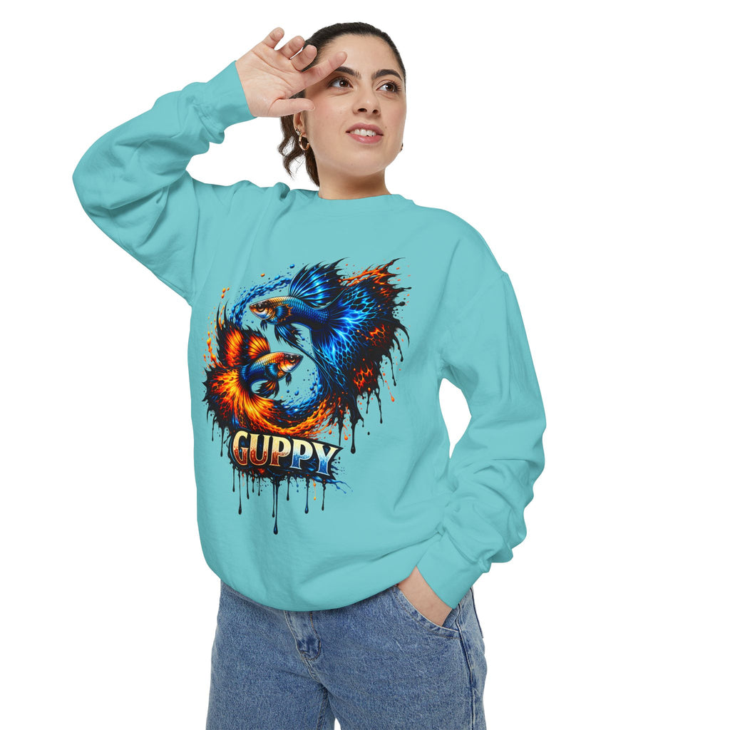 Fire & Ice Guppy – Premium "Neon Flare" Garment-Dyed Sweatshirt