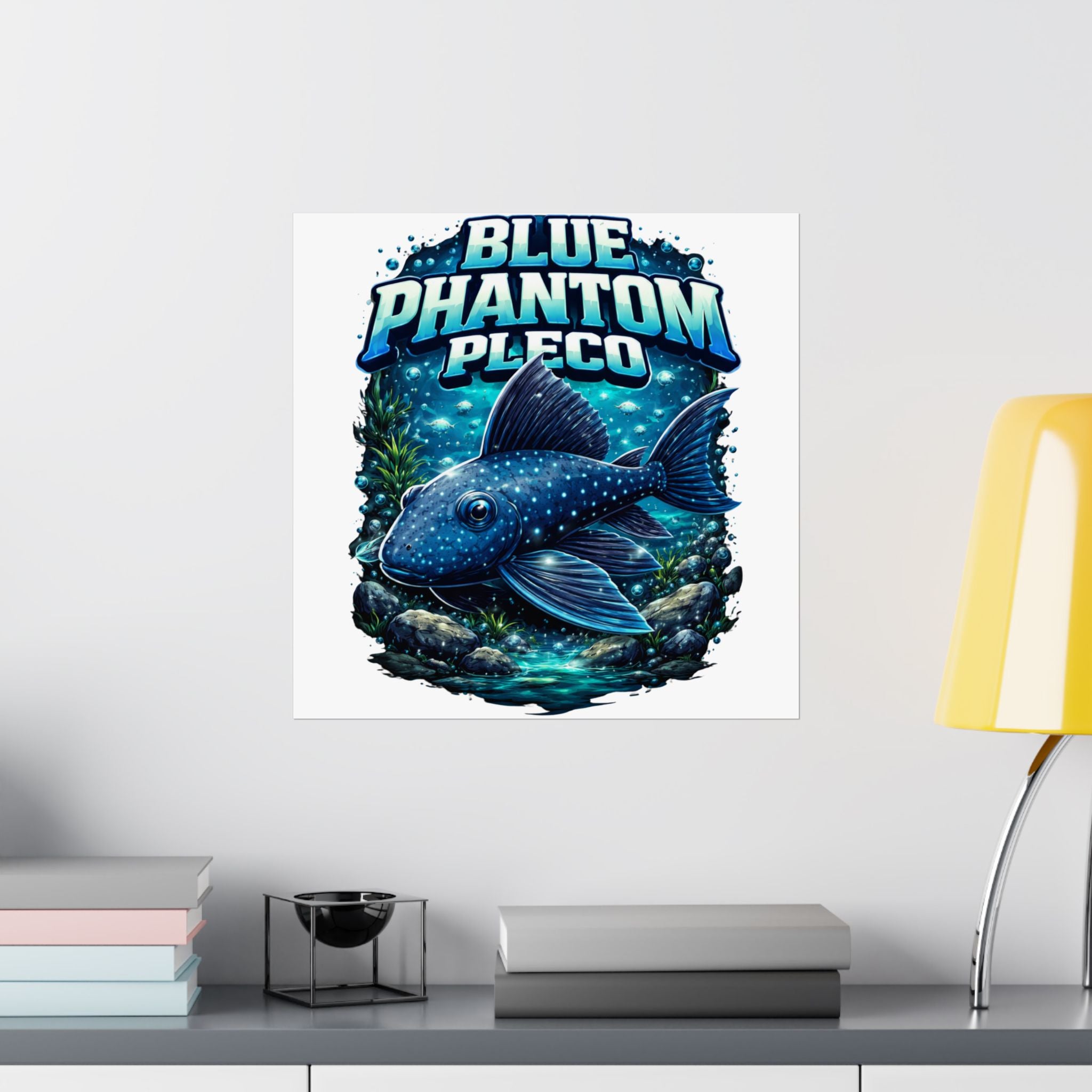 Blue Phantom Pleco Poster — Matte Vertical Aquarium Fish Art Print