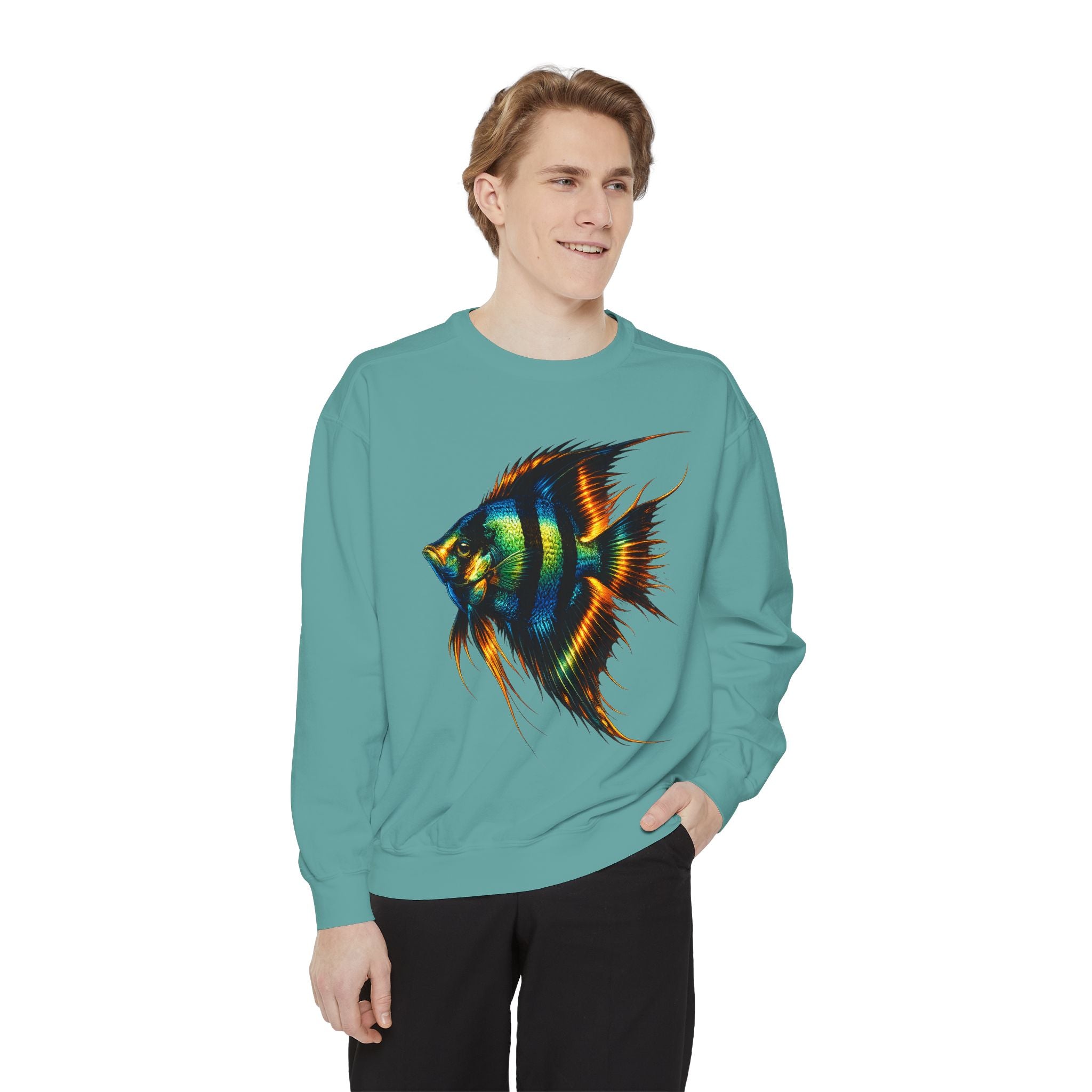 Angelfish Art Sweatshirt — Colorful Aquarium Fish Graphic Sweatshirt