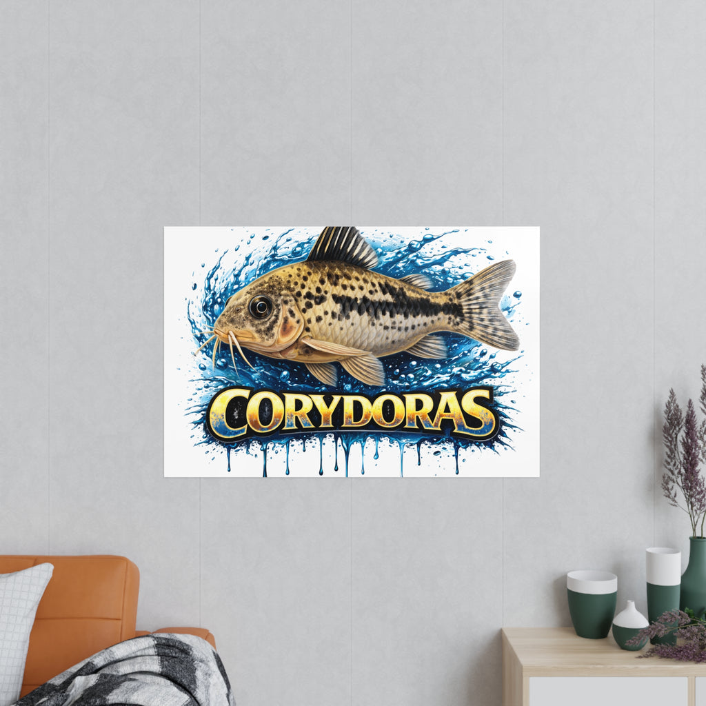 Peppered Cory Photopaper Poster — Colorful Aquarium Catfish Art Print