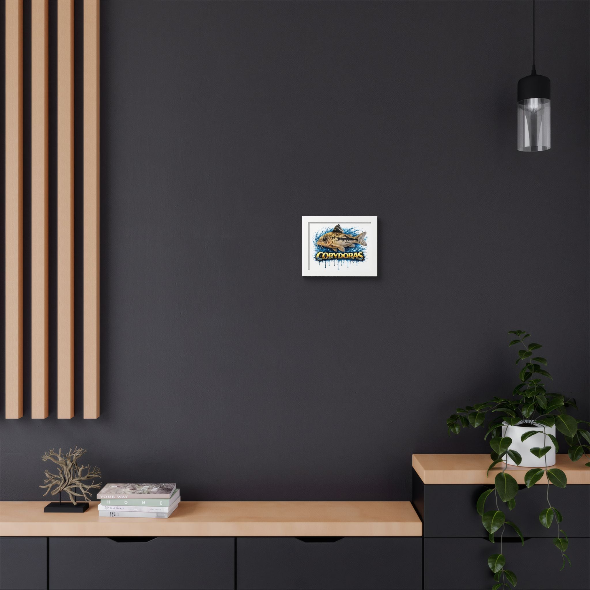Corydoras Fish Framed Poster — Colorful Aquarium Art Print
