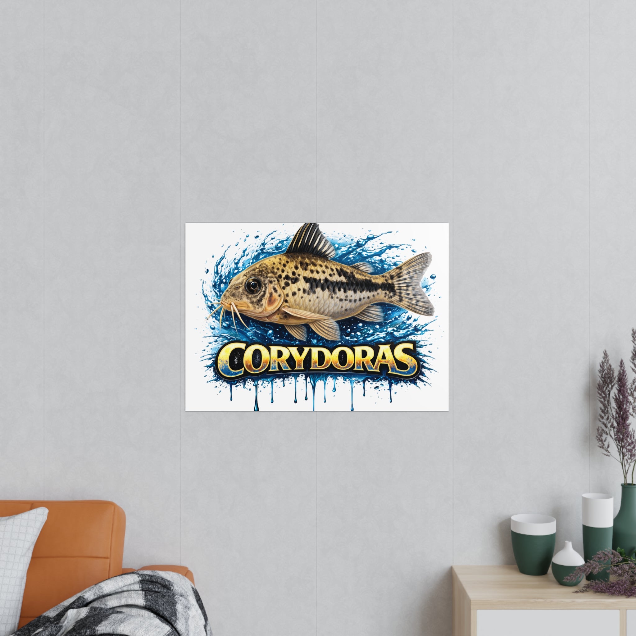 Peppered Cory Photopaper Poster — Colorful Aquarium Catfish Art Print