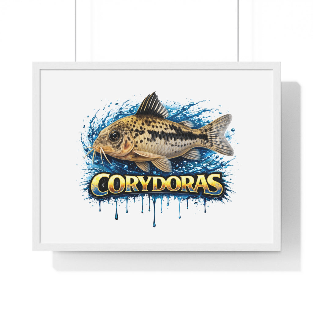 Peppered Corydoras Fish Framed Poster — Aquarium Wall Art