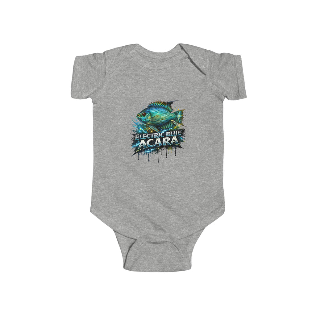 Electric Blue Acara Baby Bodysuit — Cute Fish Graphic Infant Onesie