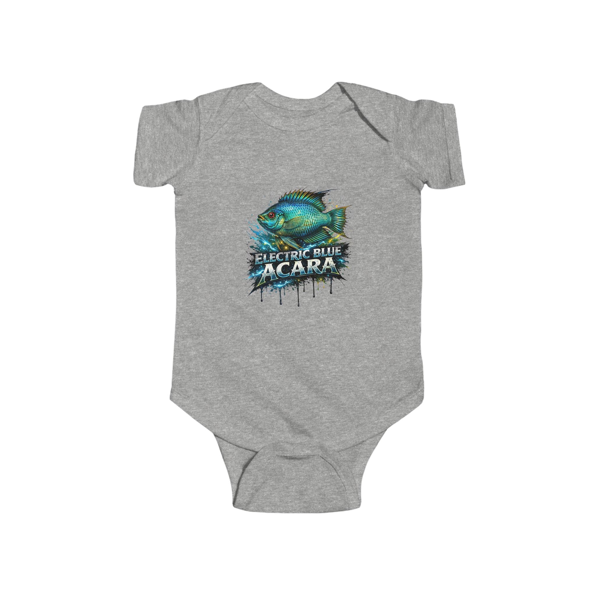 Electric Blue Acara Baby Bodysuit — Cute Fish Graphic Infant Onesie