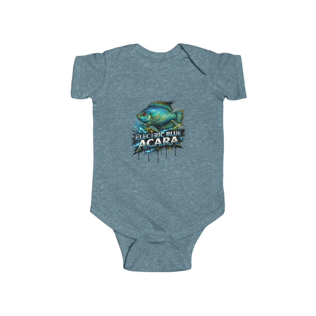 Electric Blue Acara Baby Bodysuit — Cute Fish Graphic Infant Onesie