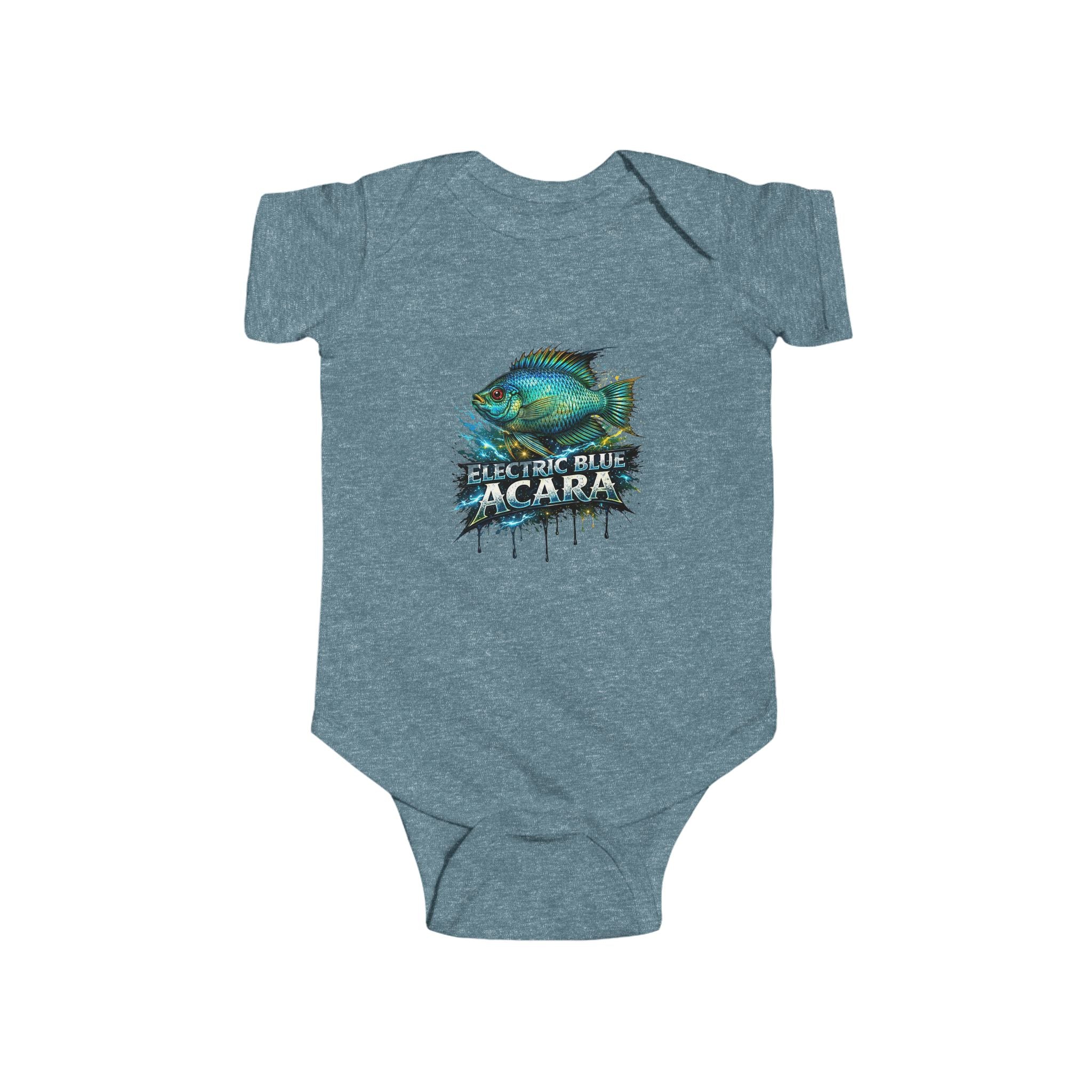 Electric Blue Acara Baby Bodysuit — Cute Fish Graphic Infant Onesie