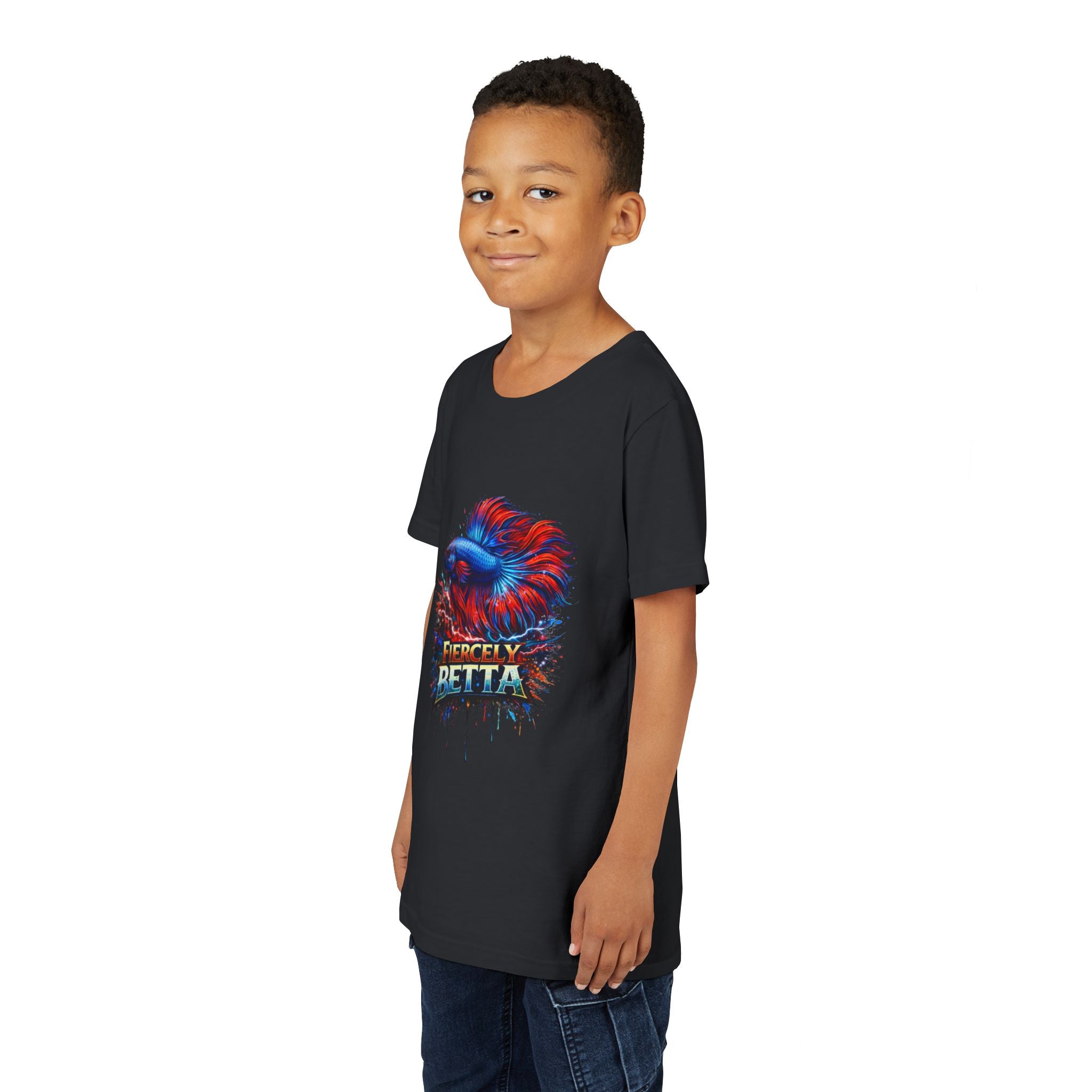 Fiercely Betta Youth Tee - Colorful Betta Fish Graphic Shirt