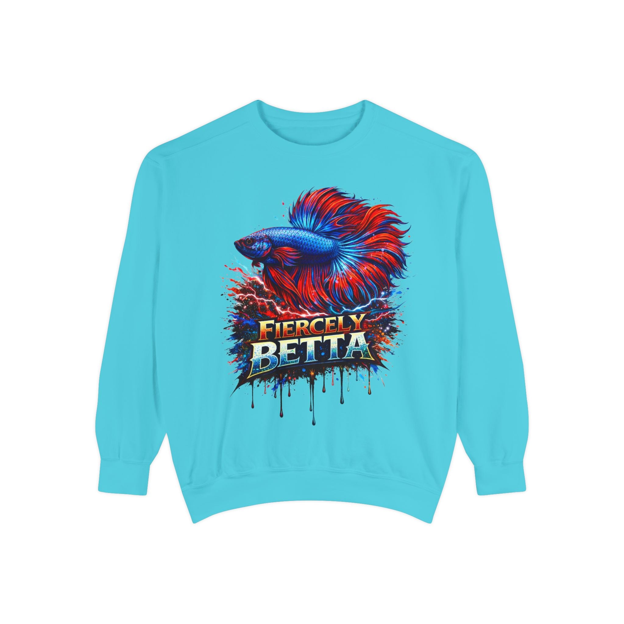 Betta Fish Sweatshirt — "Fiercely Betta" Colorful Aquarium Crewneck