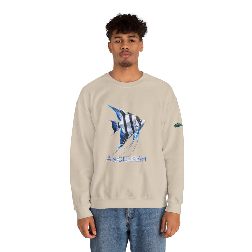 Angelfish Crewneck Sweatshirt — Blue Tropical Fish Graphic
