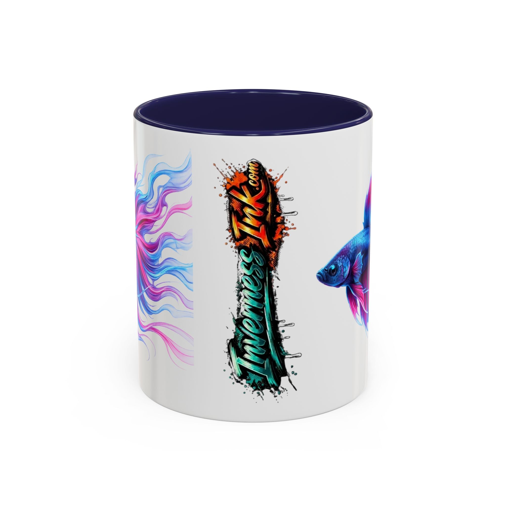 Betta Fish Accent Coffee Mug — Vibrant Neon Betta Design (11/15 oz)