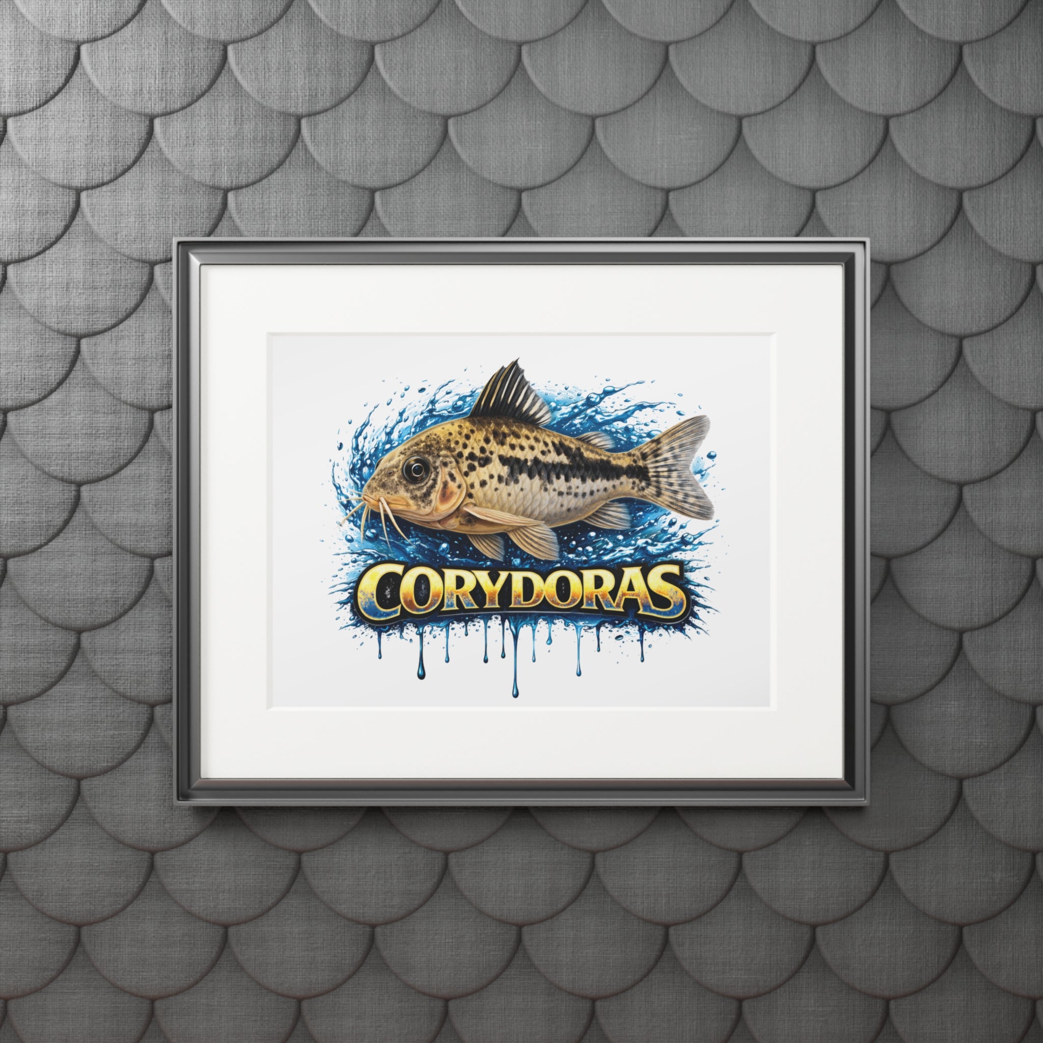 Peppered Corydoras Fish Fine Art Print with Passepartout Frame