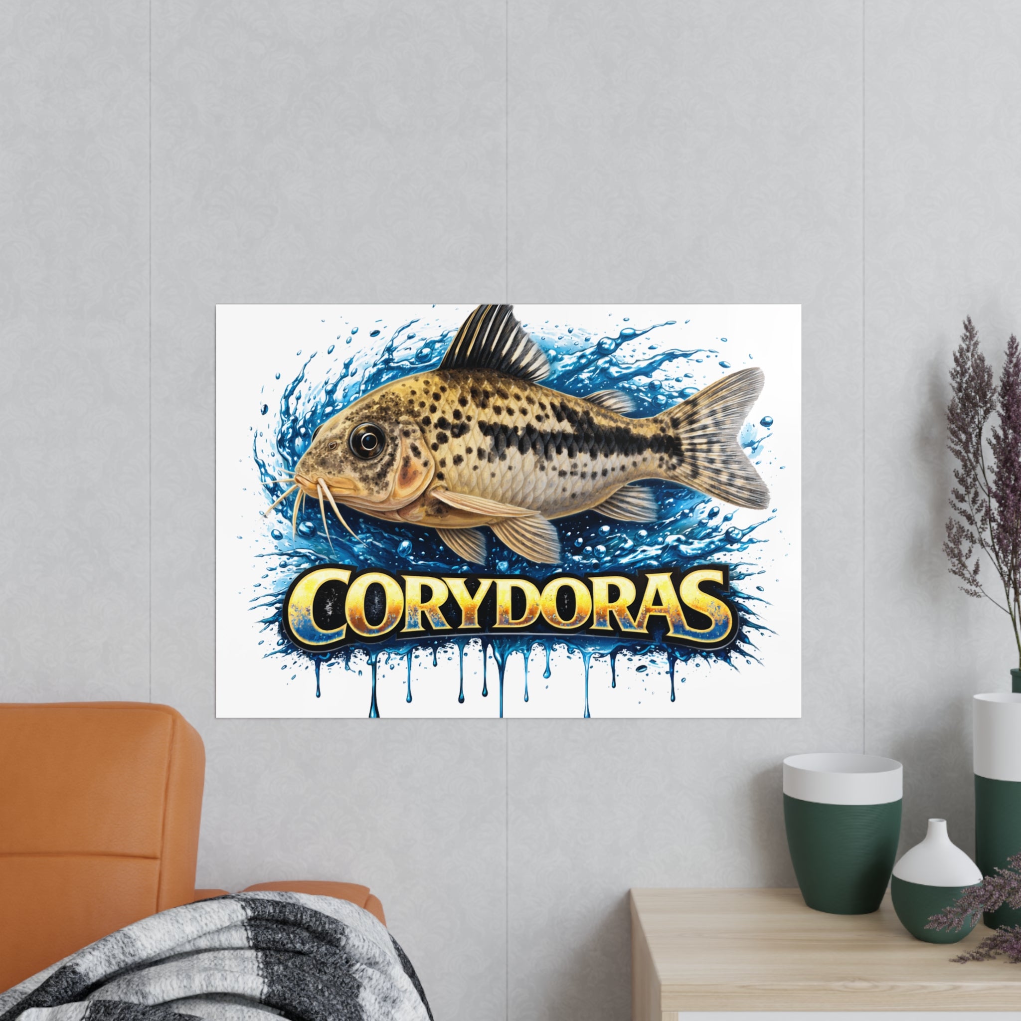 Peppered Cory Photopaper Poster — Colorful Aquarium Catfish Art Print