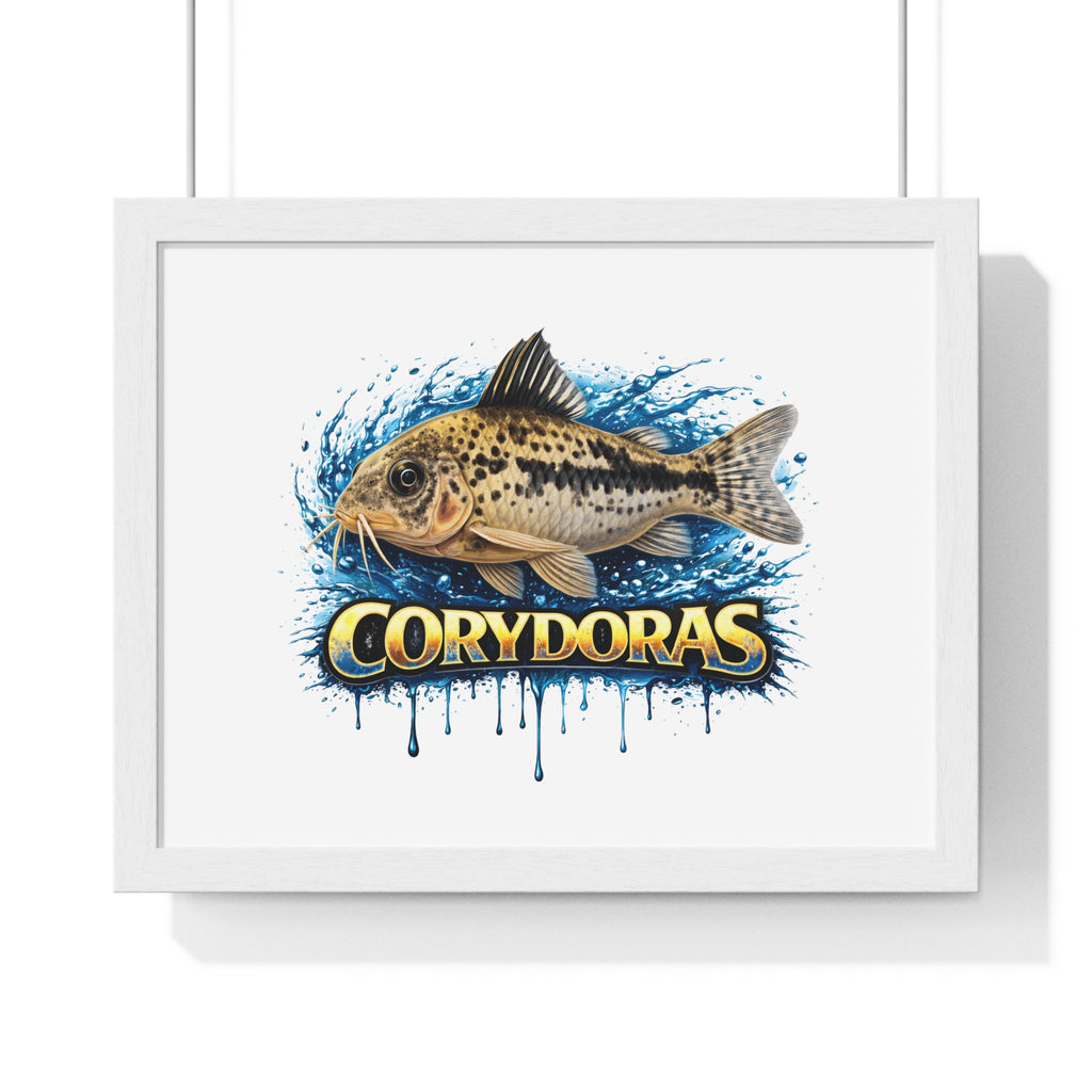 Peppered Corydoras Fish Framed Poster — Aquarium Wall Art