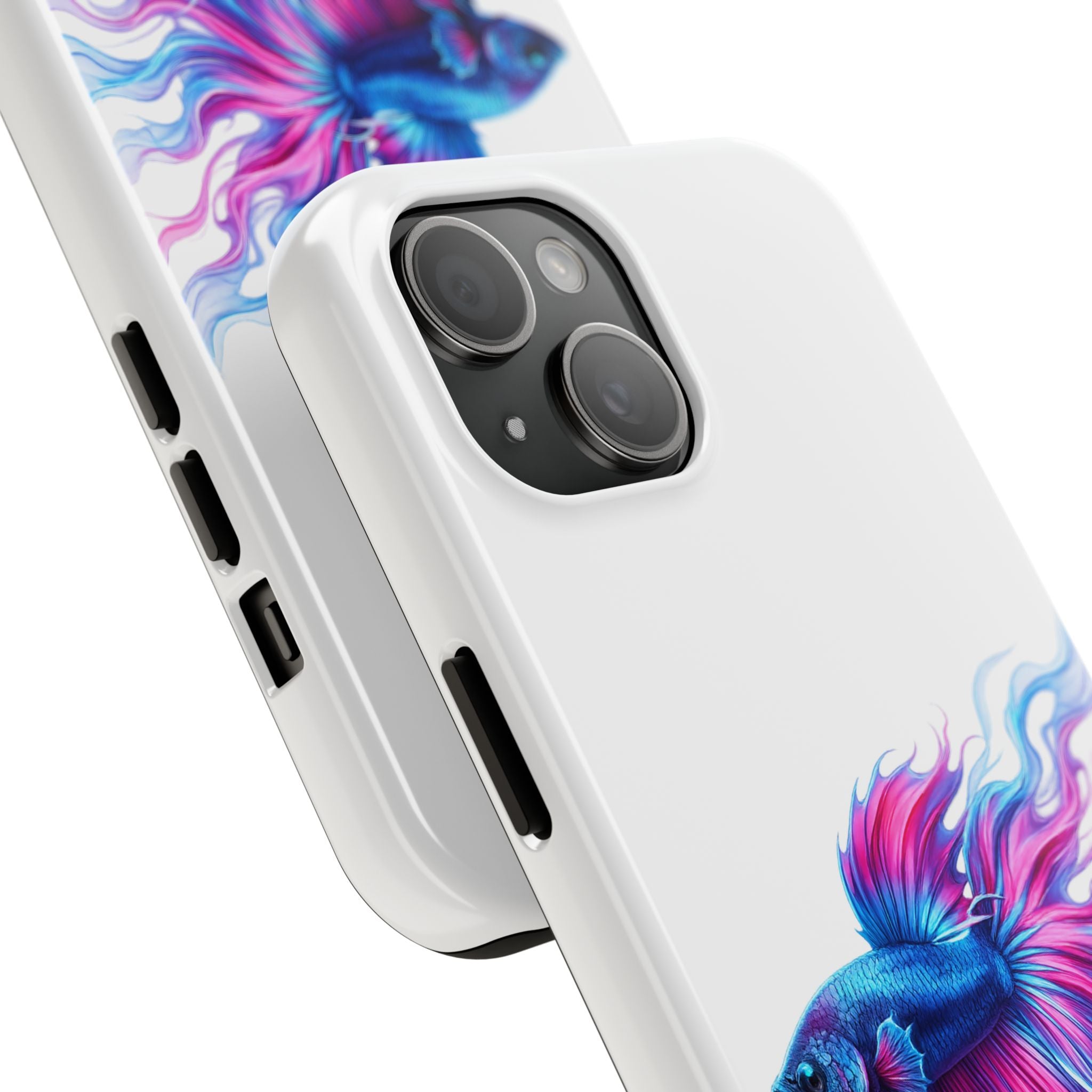 Betta Fish Tough Phone Case — Colorful Blue & Pink Aquarium Art