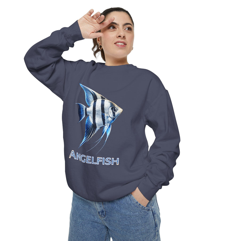 Angelfish Graphic Sweatshirt — Blue Tropical Fish Crewneck