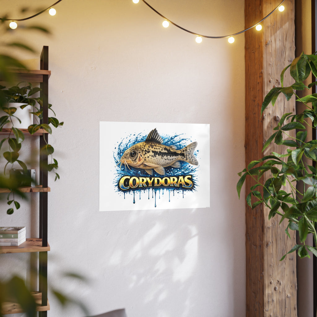 Peppered Corydoras Fish Art Poster — Vibrant Aquarium Print