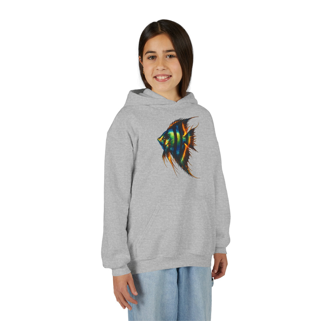 Youth Angelfish Hoodie - Colorful Aquarium Fish Graphic Sweatshirt