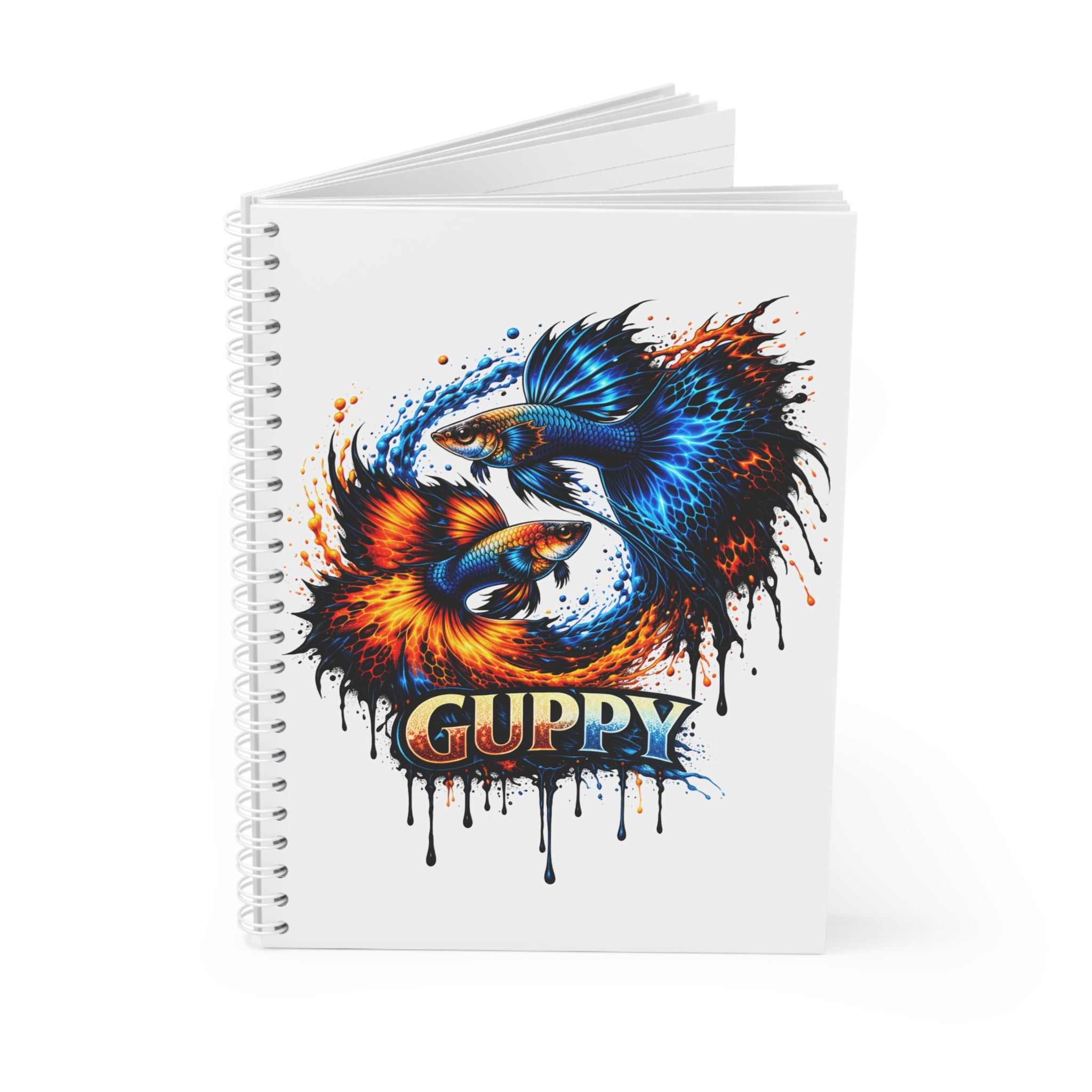 Fire & Ice Guppy – "Neon Flare" Spiral Notebook