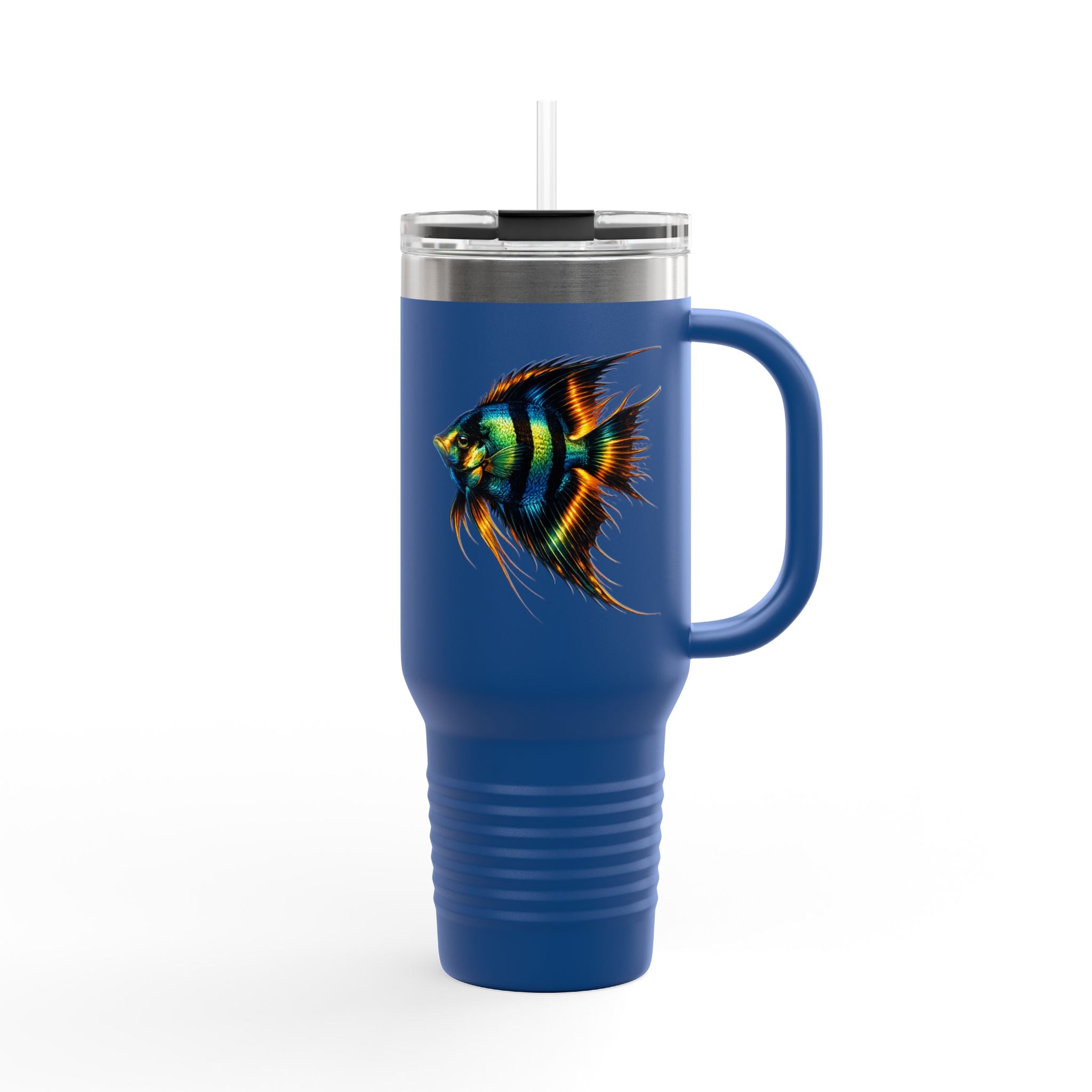 40oz Insulated Travel Mug — Colorful Aquarium Angelfish Stainless Steel Tumbler