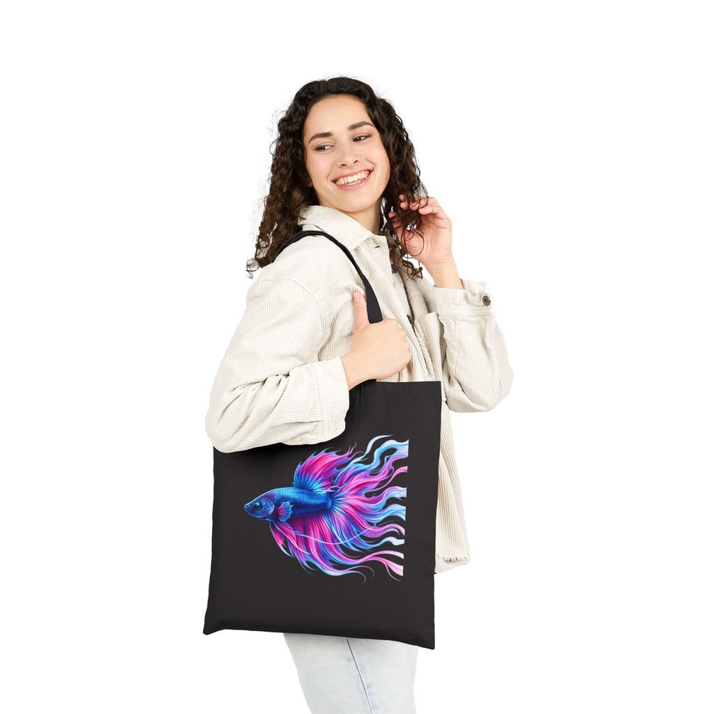 Canvas Tote Bag — Vibrant Betta Fish Art Tote