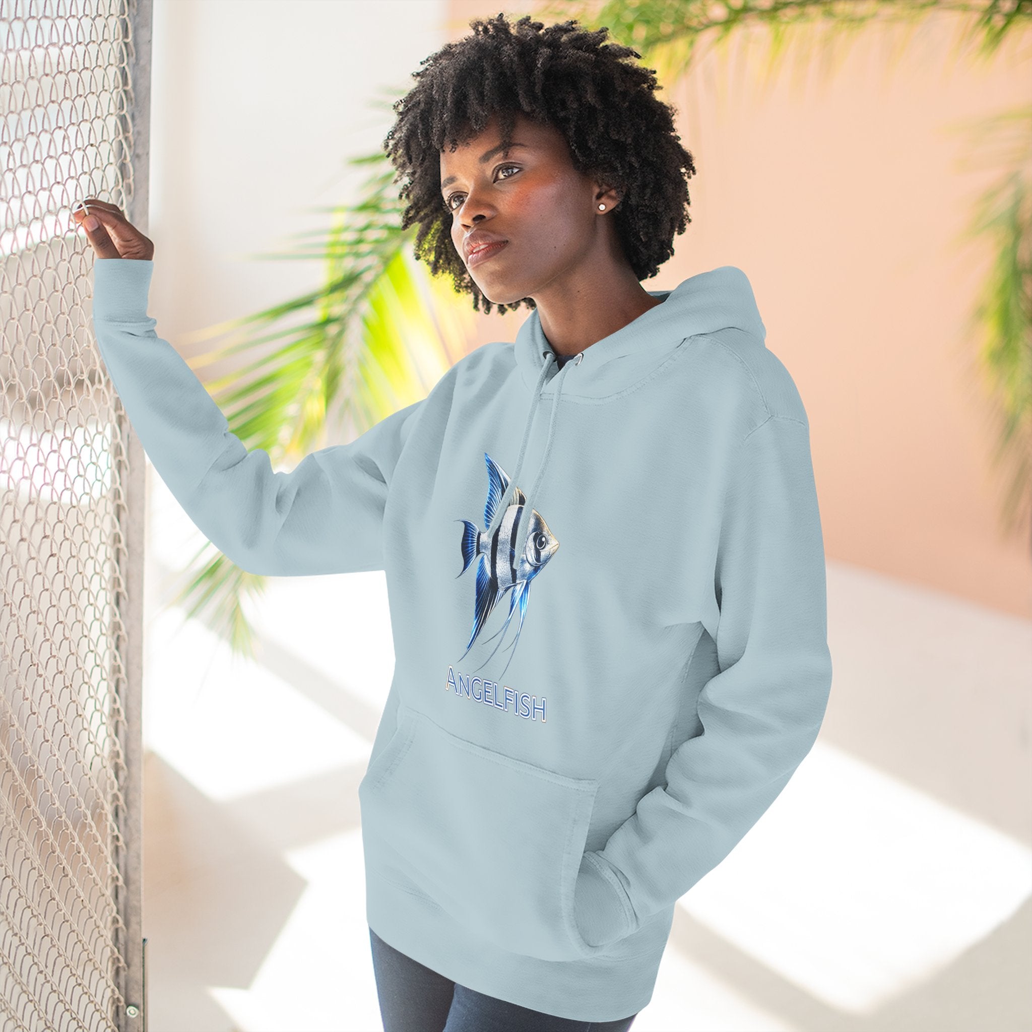 Angelfish Graphic Hoodie — Blue Aquarium Fish Pullover