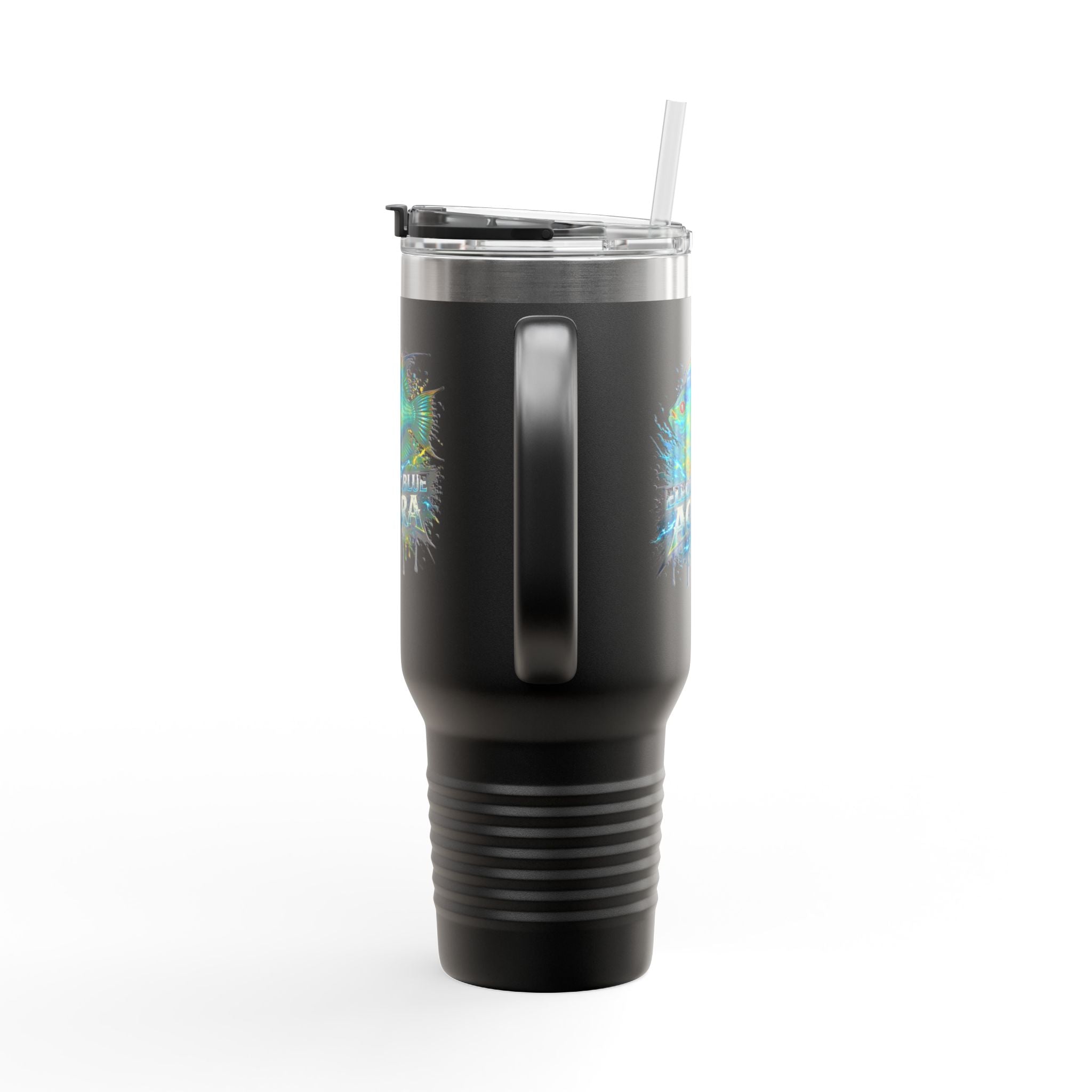 40oz Insulated Travel Mug - 'Electric Blue Acara' Fish Graphic, Leak-Resistant Tumbler for Aquarium Enthusiasts