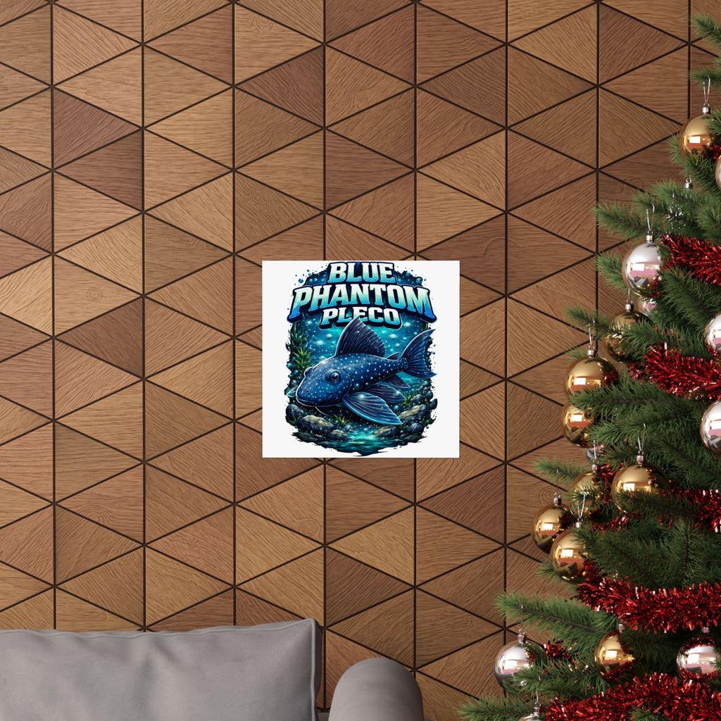 Blue Phantom Pleco Poster — Matte Vertical Aquarium Fish Art Print