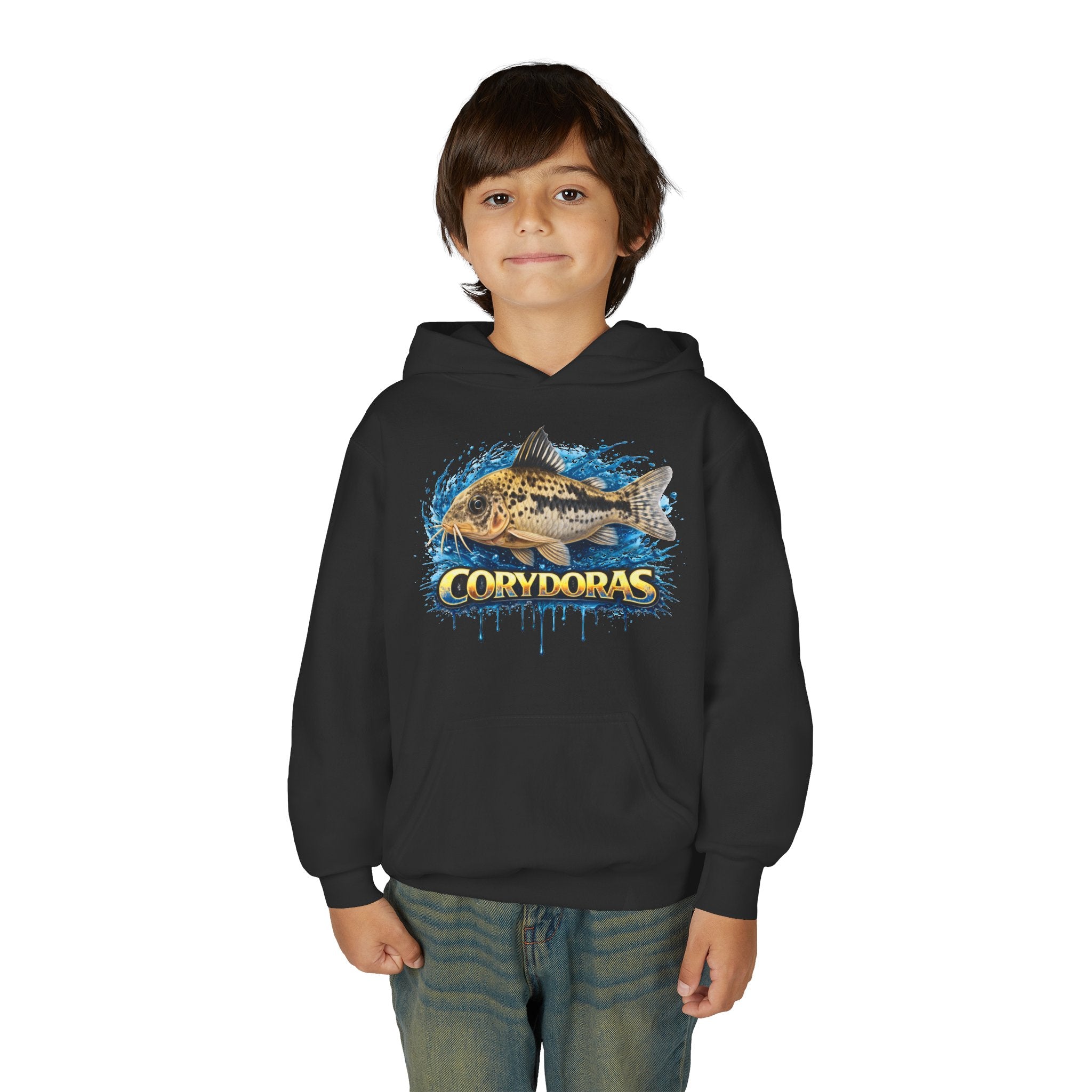 Corydoras Fish Youth Hoodie — Colorful Aquarium Catfish Design