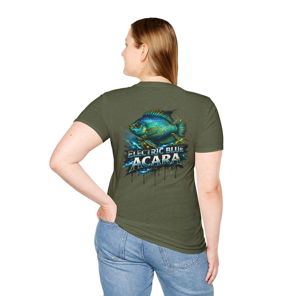 Electric Blue Acara Fish T-Shirt — Vibrant Angler Graphic Tee